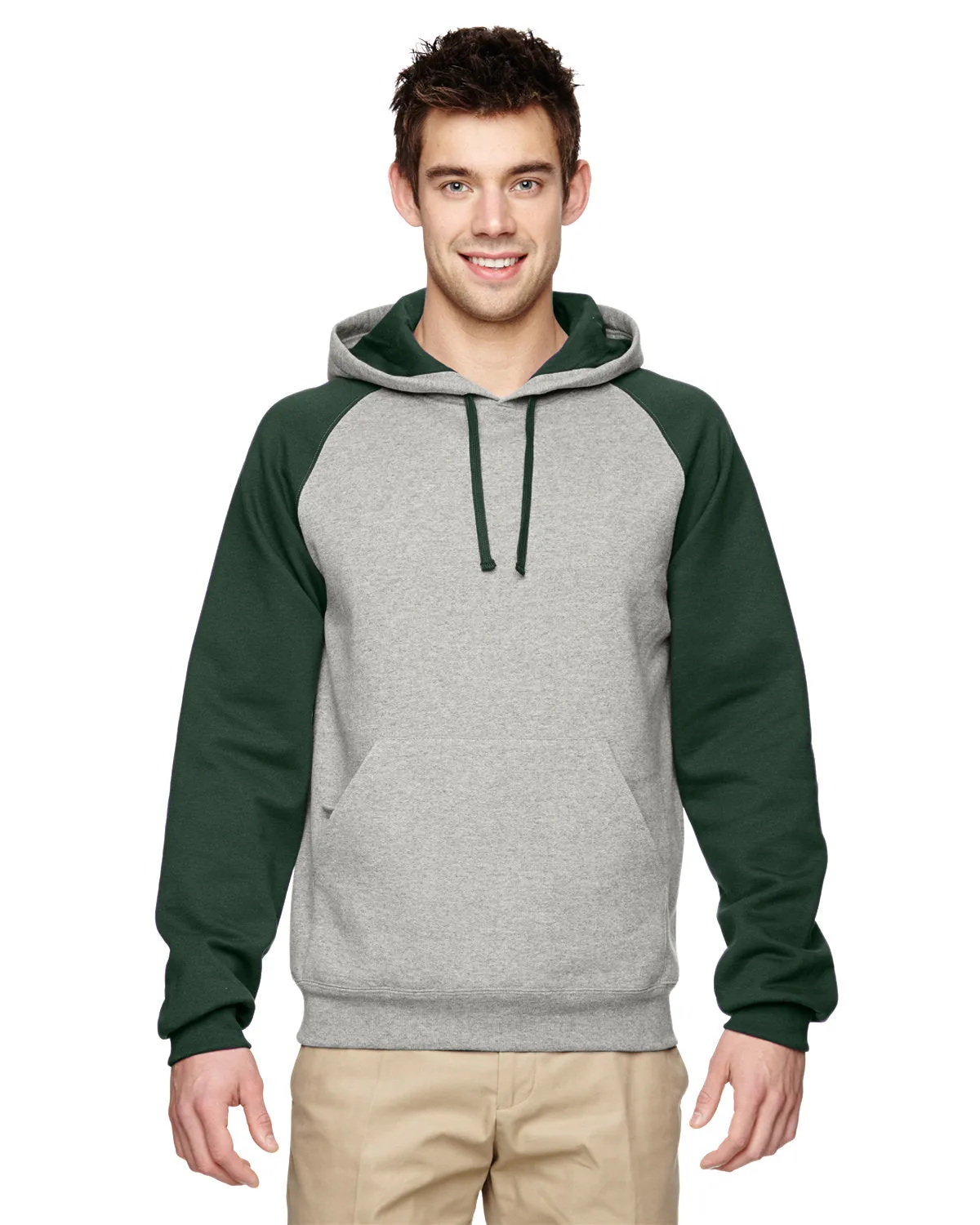 Jerzees 96CR Adult NuBlend Colorblock Raglan Pullover Hooded Sweatshirt