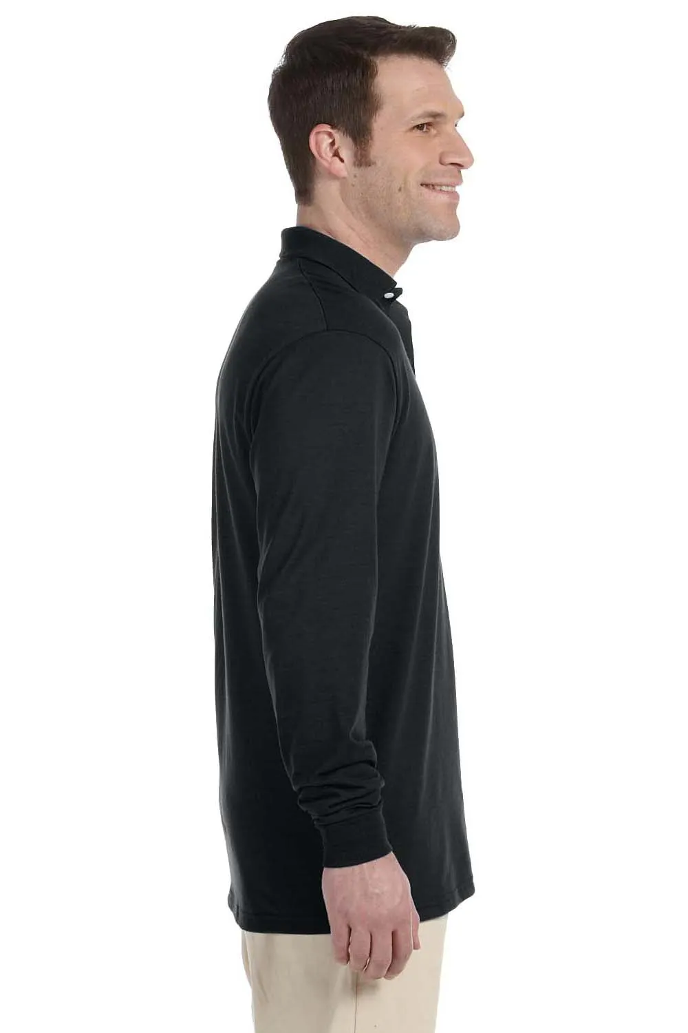 Jerzees Mens SpotShield Stain Resistant Long Sleeve Polo Shirt - Black