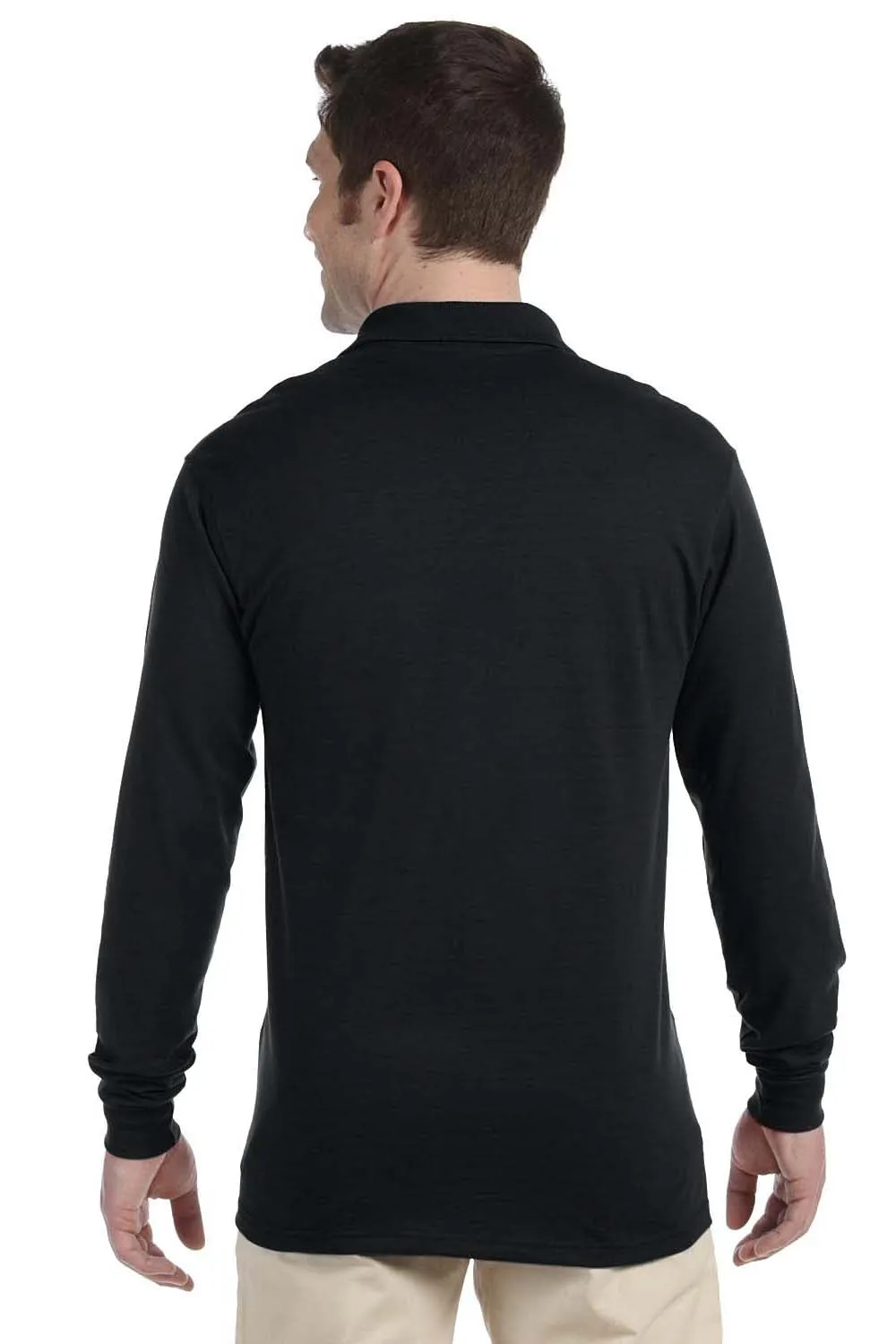 Jerzees Mens SpotShield Stain Resistant Long Sleeve Polo Shirt - Black