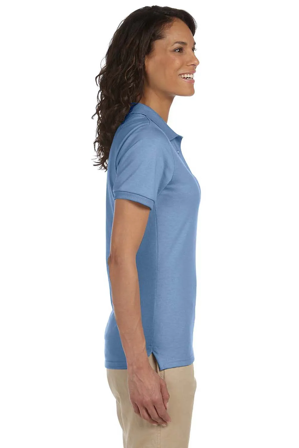 Jerzees Womens SpotShield Stain Resistant Short Sleeve Polo Shirt - Light Blue