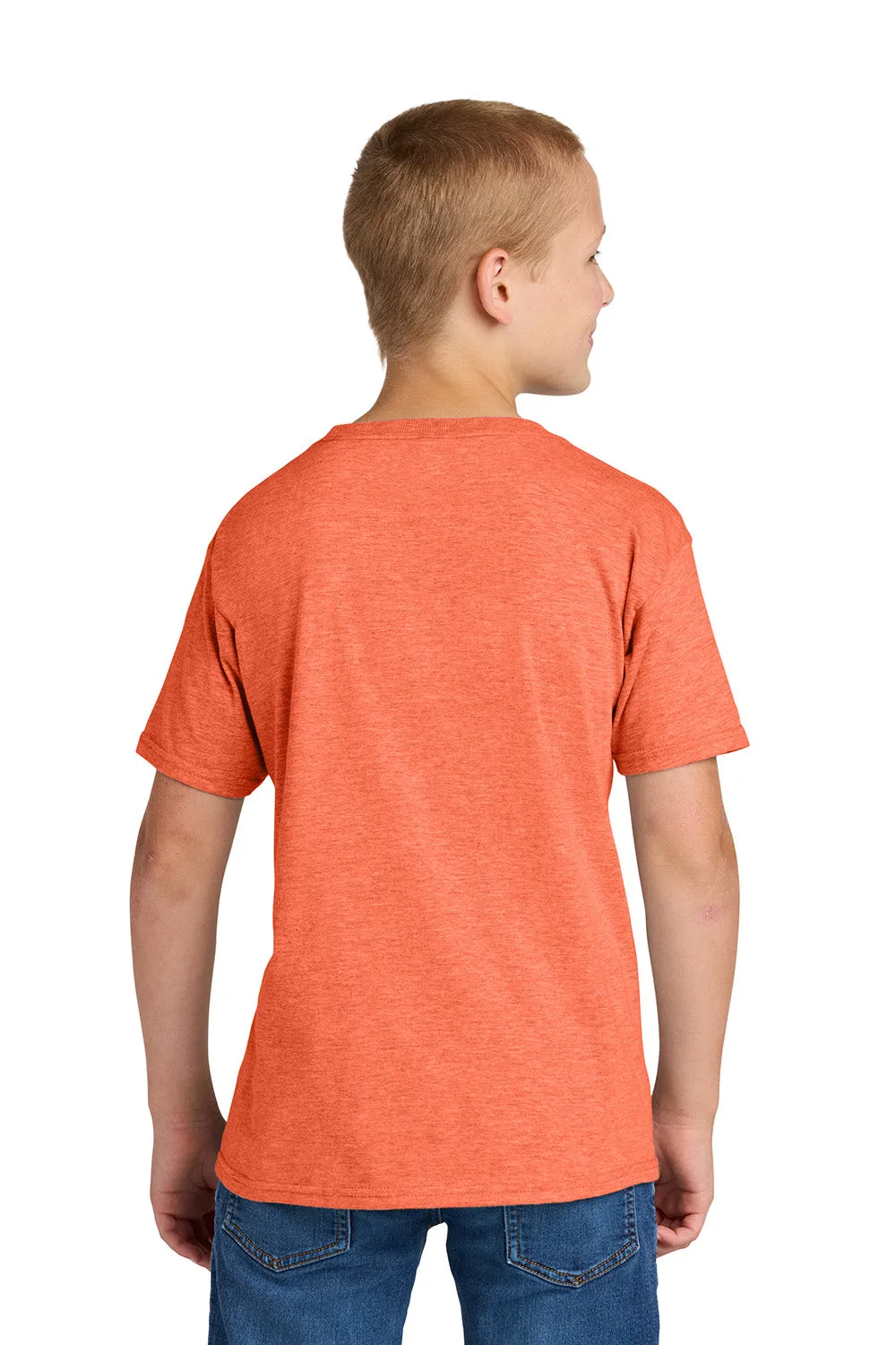 Jerzees Youth Classics Short Sleeve Crewneck T-Shirt - Heather Retro Coral Orange