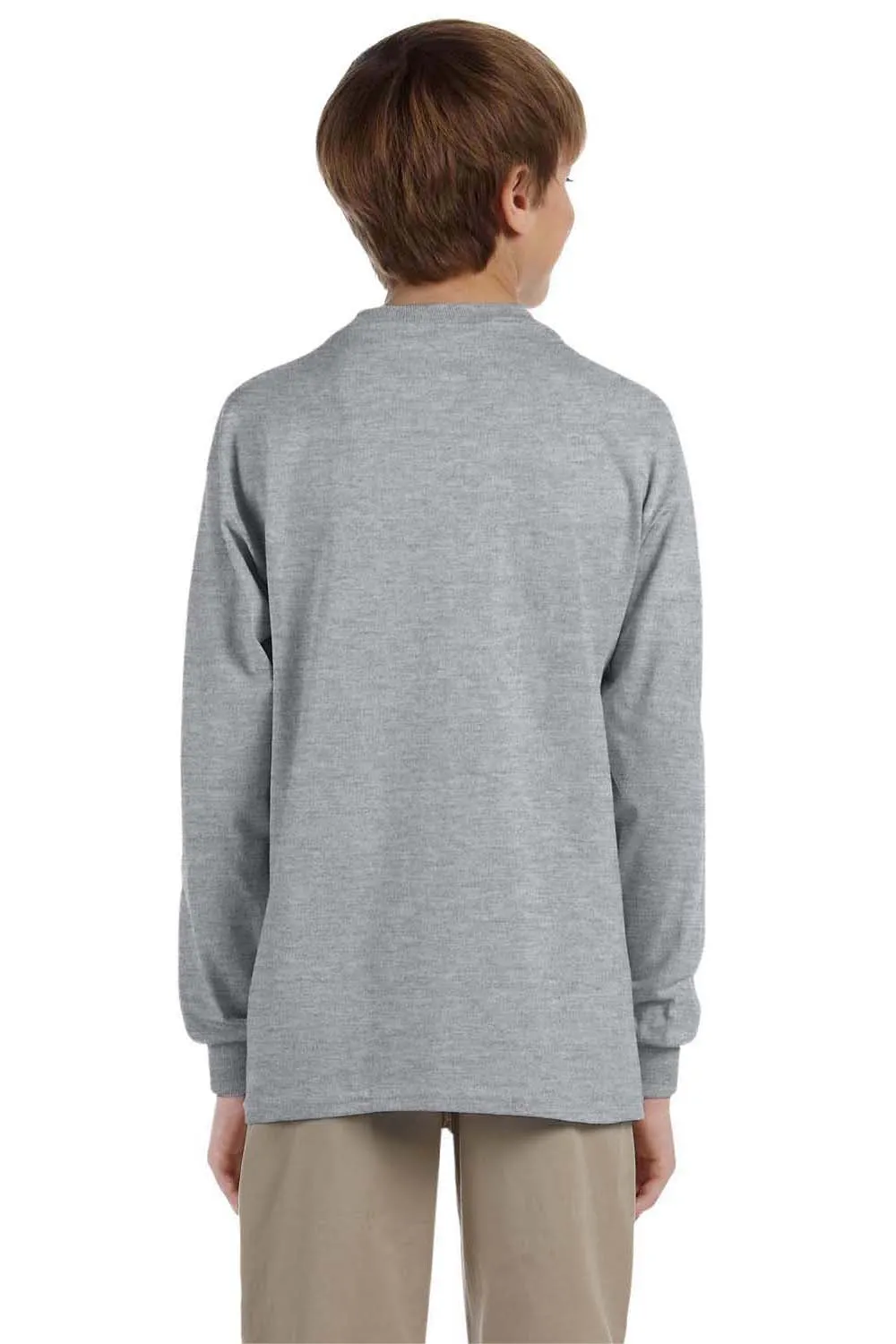 Jerzees Youth Dri-Power Moisture Wicking Long Sleeve Crewneck T-Shirt - Heather Grey