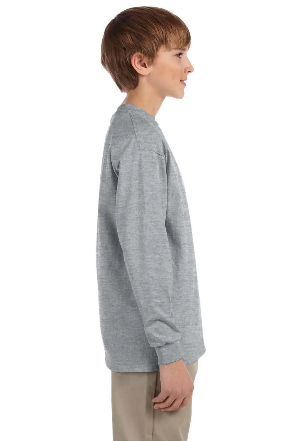 Jerzees Youth Dri-Power Moisture Wicking Long Sleeve Crewneck T-Shirt - Heather Grey