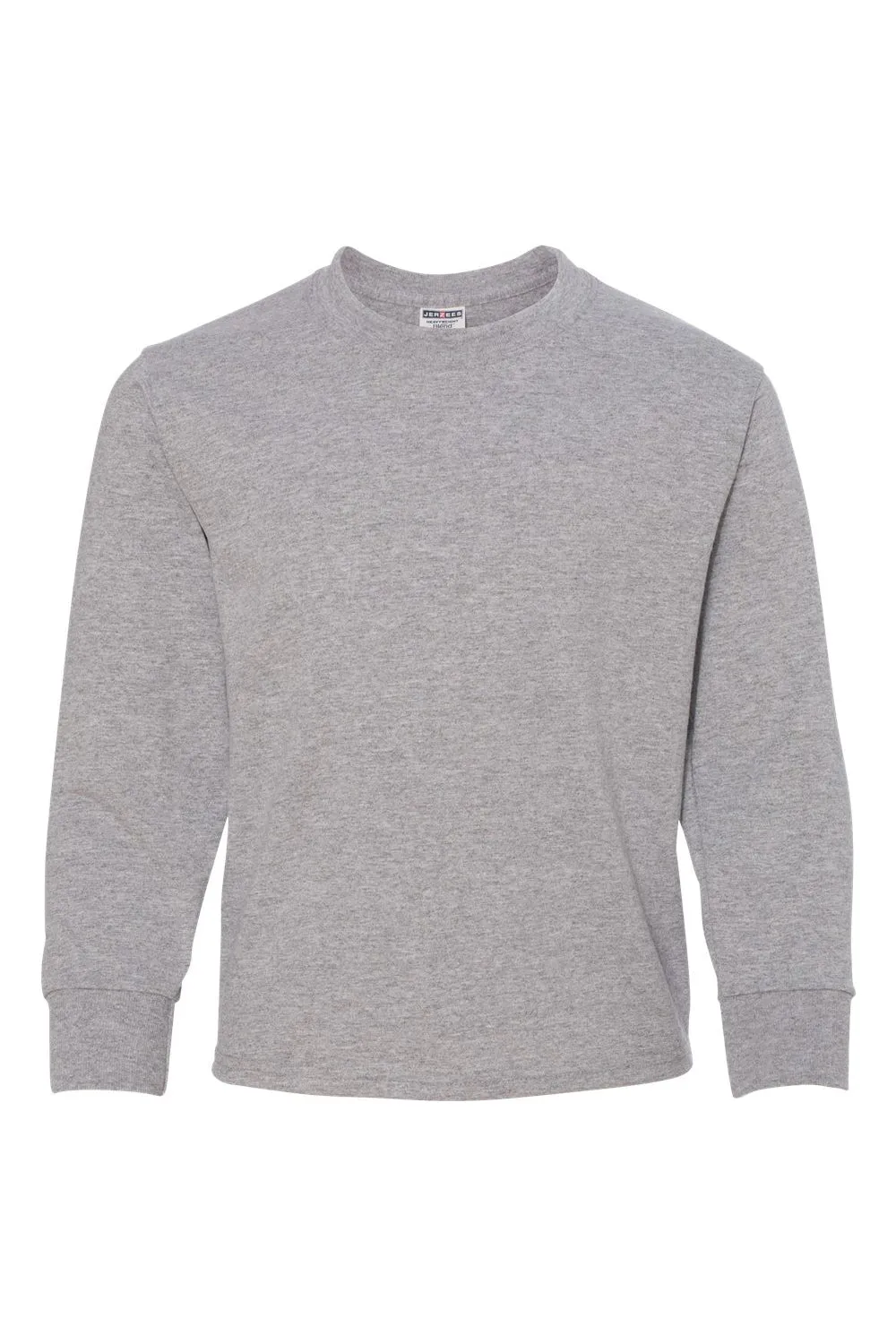 Jerzees Youth Dri-Power Moisture Wicking Long Sleeve Crewneck T-Shirt - Heather Grey