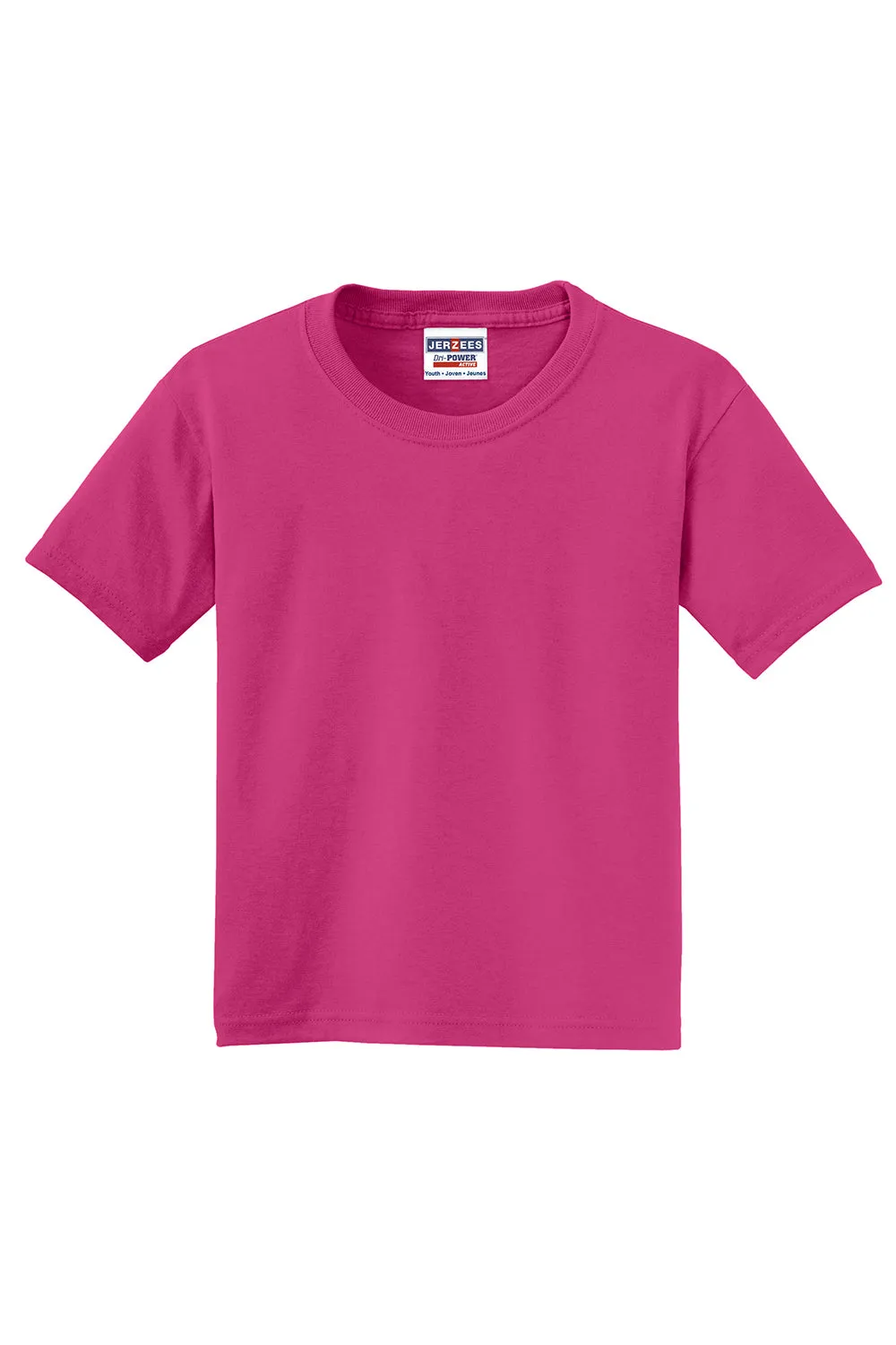 Jerzees Youth Dri-Power Moisture Wicking Short Sleeve Crewneck T-Shirt - Cyber Pink