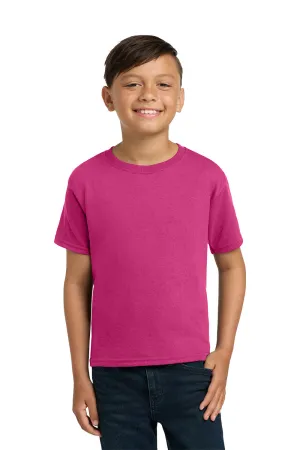Jerzees Youth Dri-Power Moisture Wicking Short Sleeve Crewneck T-Shirt - Cyber Pink