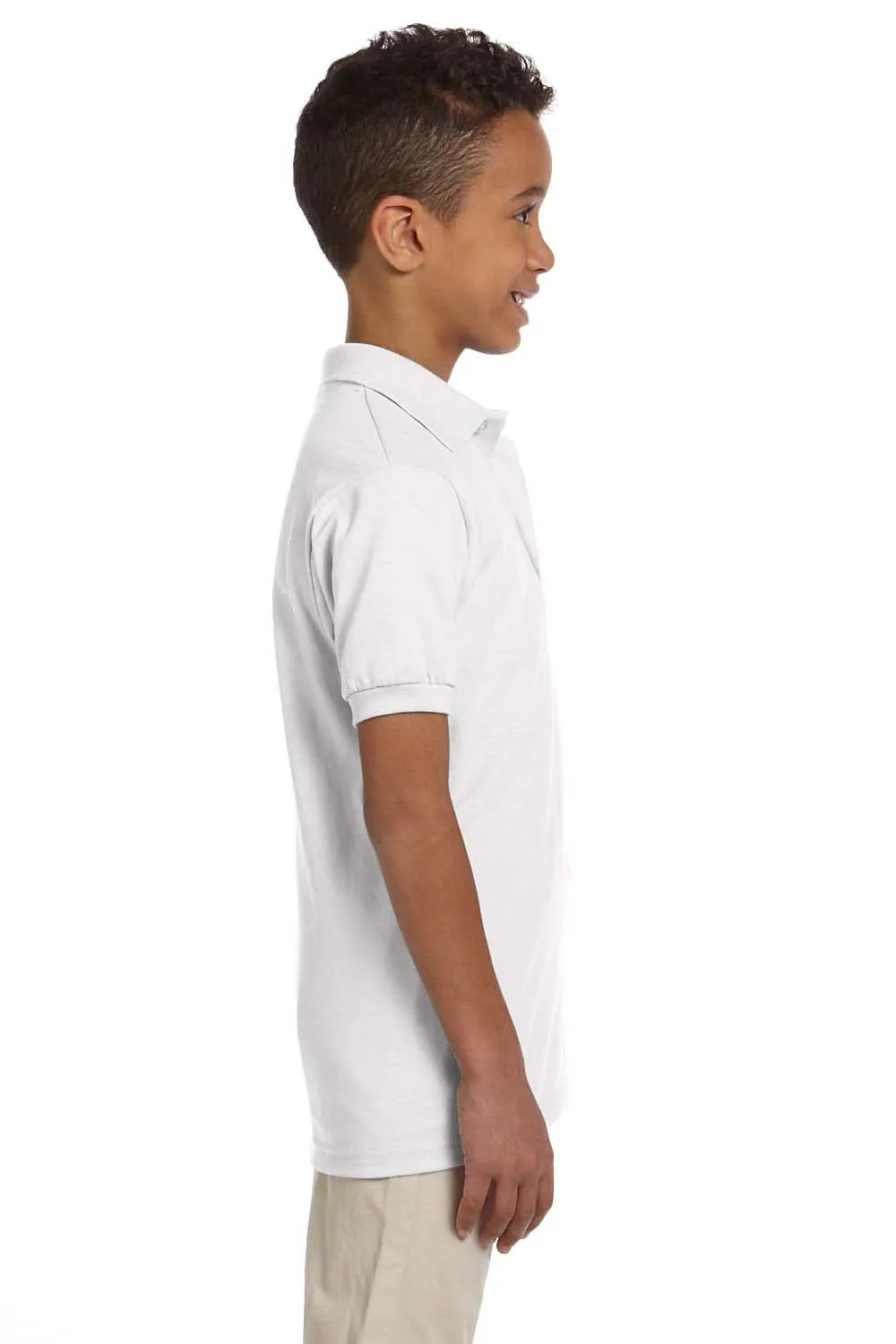 Jerzees Youth SpotShield Stain Resistant Short Sleeve Polo Shirt - White