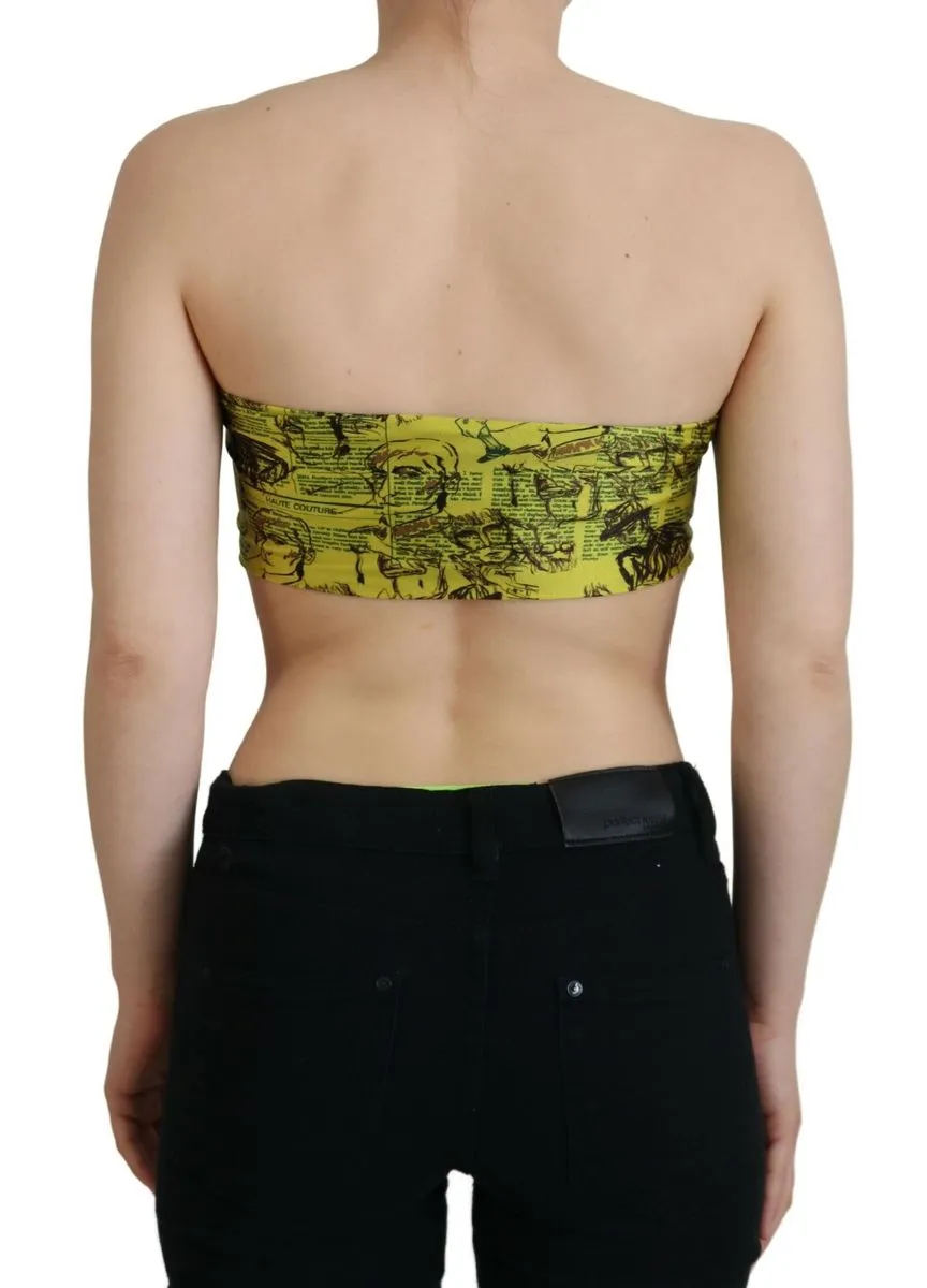 John Galliano  Graphic Print Nylon Strapless Cropped Women's Top
