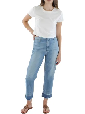 Juniors Womens Crop Crew T-Shirt
