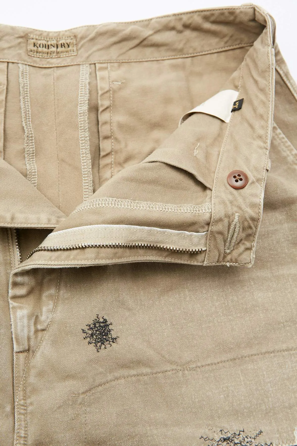 Kapital Katsuragi High Waisted NIME Pants (Lumber Jack Damaged) - Beige