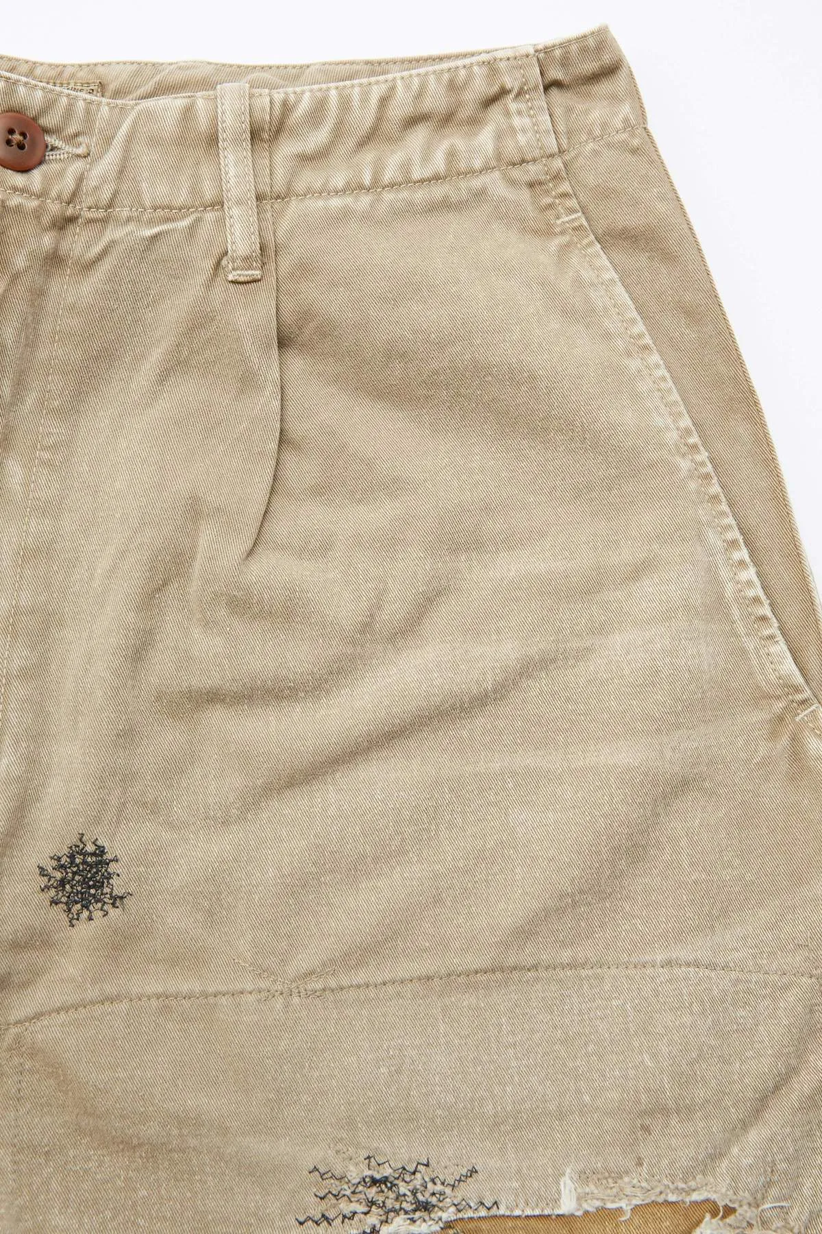 Kapital Katsuragi High Waisted NIME Pants (Lumber Jack Damaged) - Beige