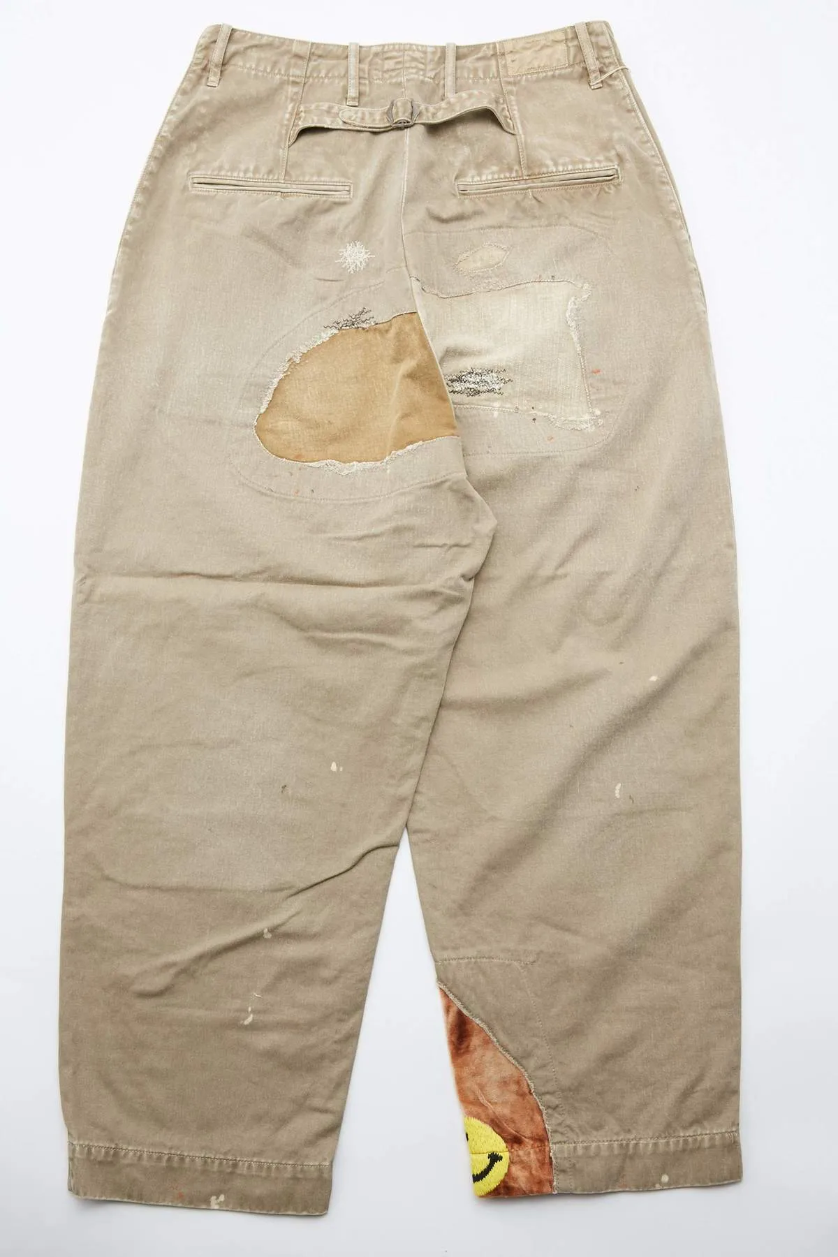 Kapital Katsuragi High Waisted NIME Pants (Lumber Jack Damaged) - Beige