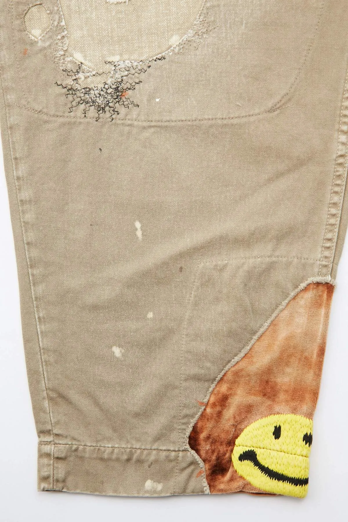 Kapital Katsuragi High Waisted NIME Pants (Lumber Jack Damaged) - Beige