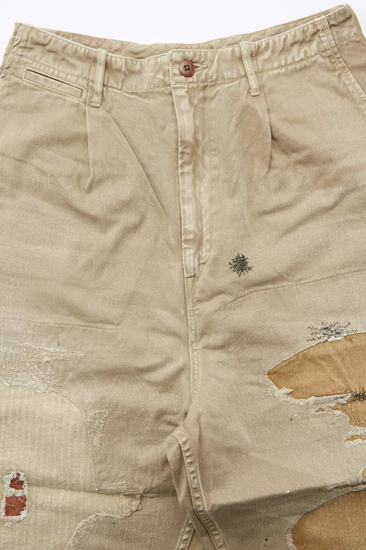 Kapital Katsuragi High Waisted NIME Pants (Lumber Jack Damaged) - Beige