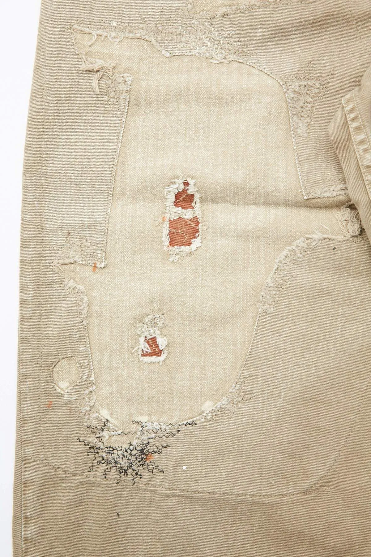 Kapital Katsuragi High Waisted NIME Pants (Lumber Jack Damaged) - Beige
