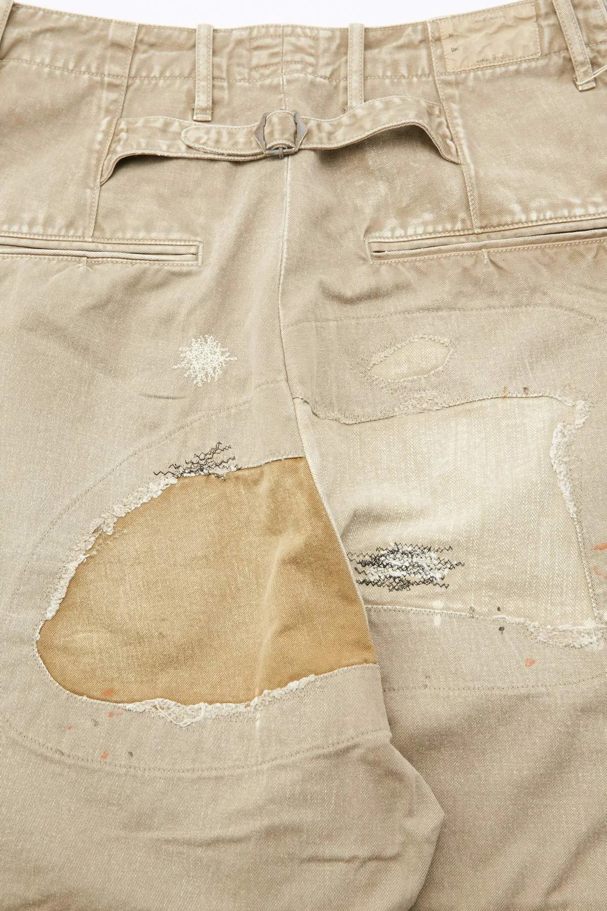 Kapital Katsuragi High Waisted NIME Pants (Lumber Jack Damaged) - Beige