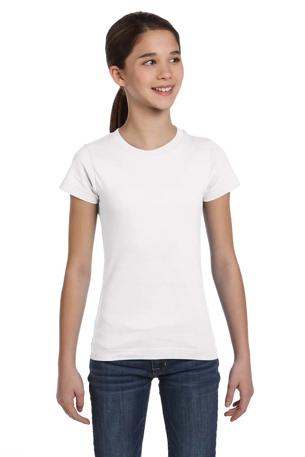 LAT Youth Fine Jersey Short Sleeve Crewneck T-Shirt - White