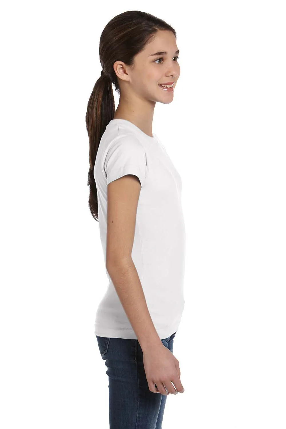 LAT Youth Fine Jersey Short Sleeve Crewneck T-Shirt - White