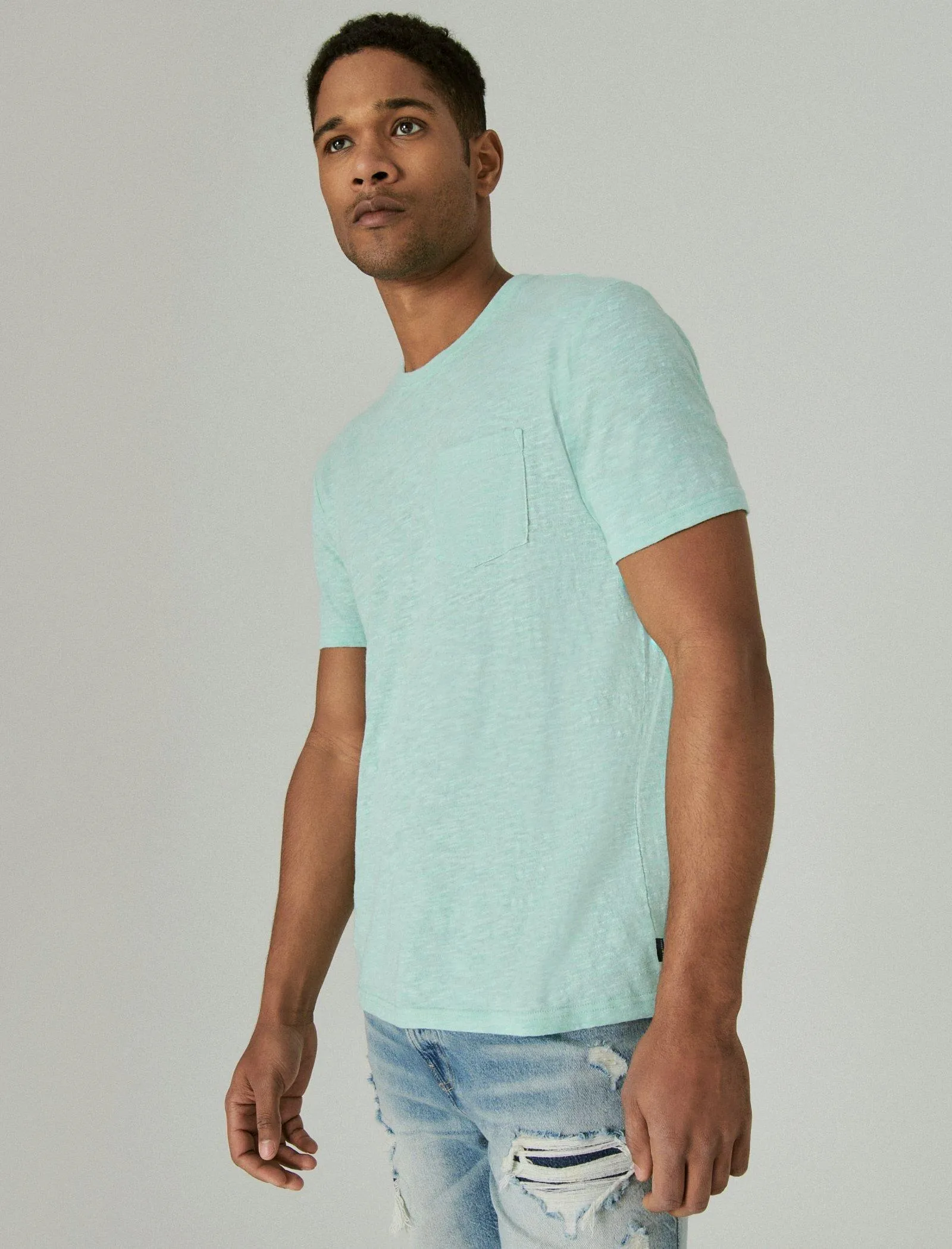 Lucky Brand Mens Linen Pocket Crew