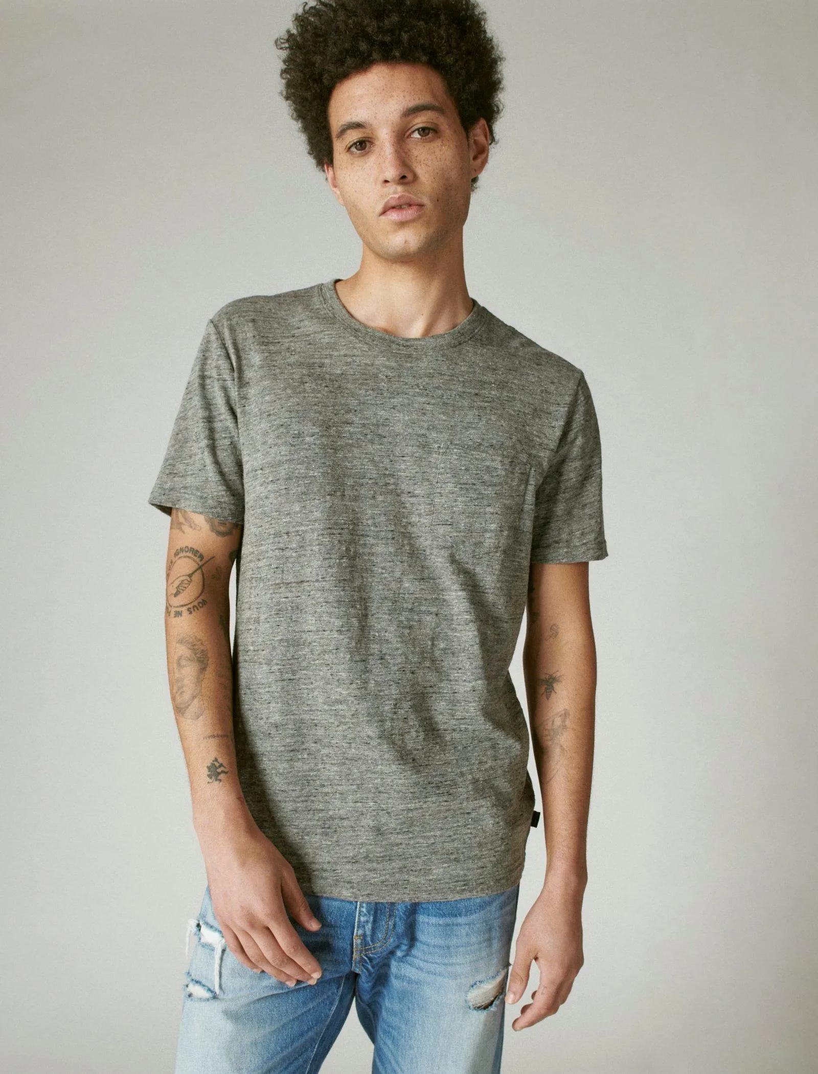 Lucky Brand Mens Linen Pocket Crew