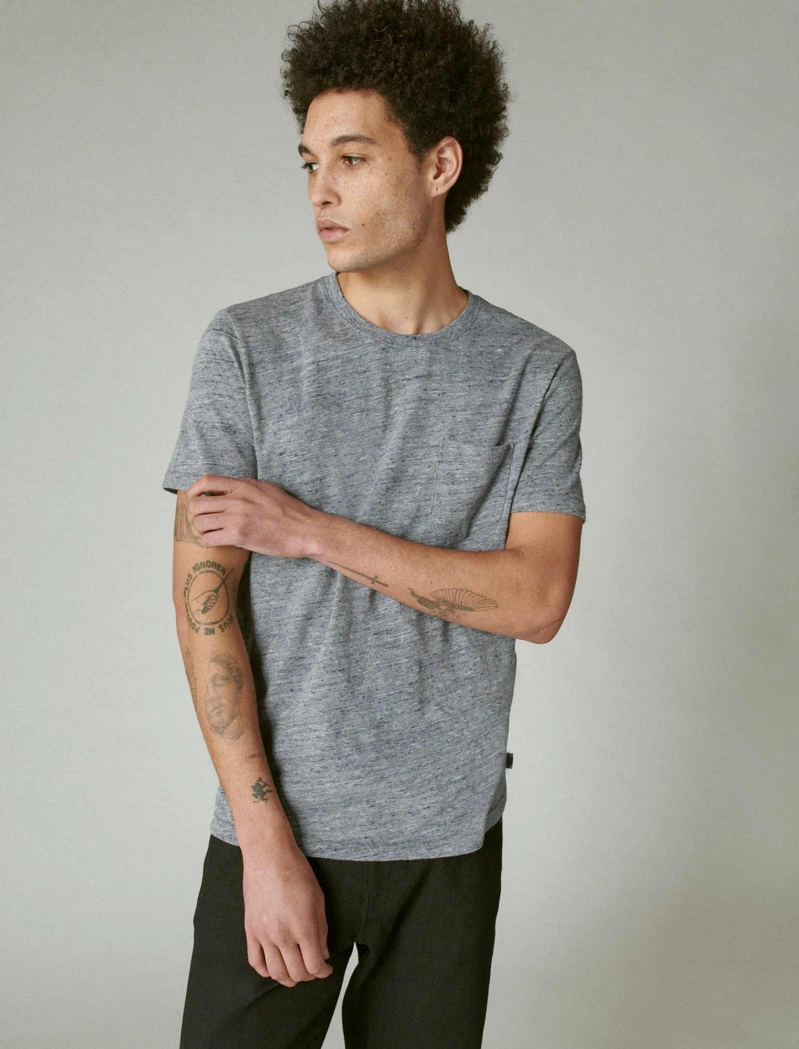 Lucky Brand Mens Linen Pocket Crew