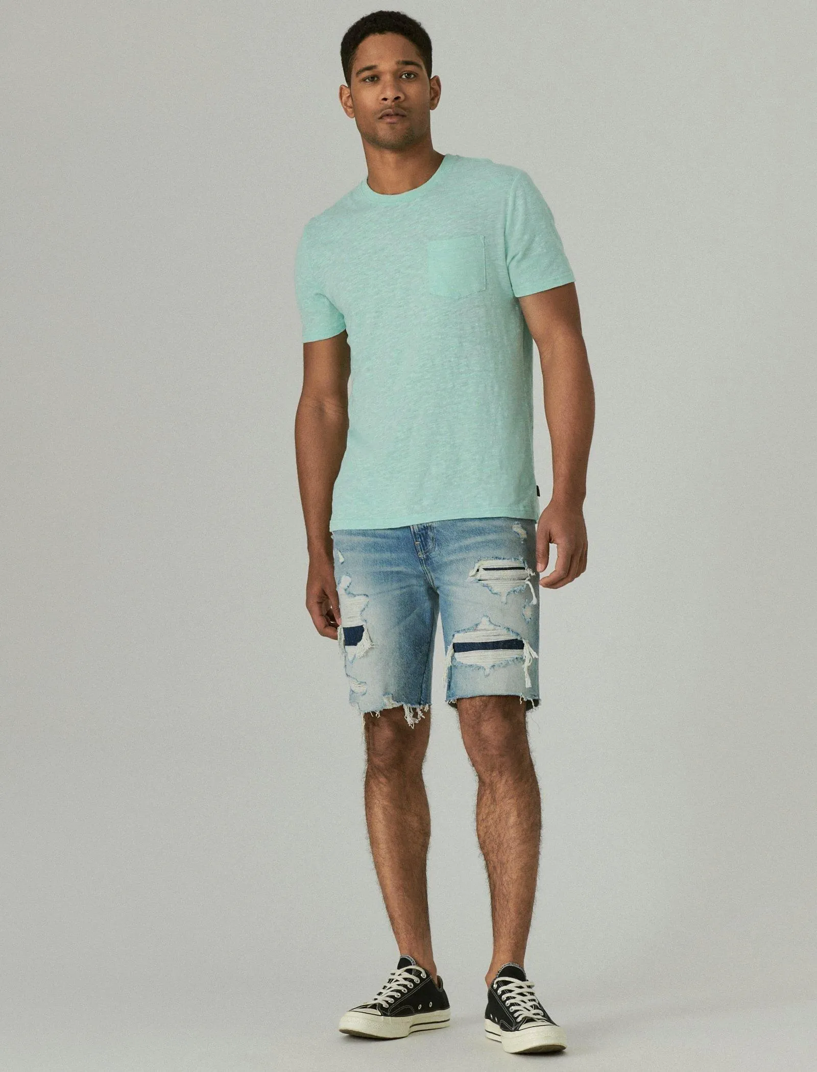Lucky Brand Mens Linen Pocket Crew