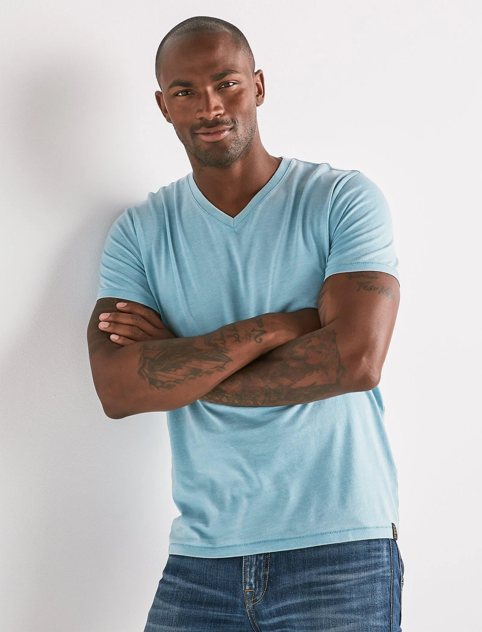 Lucky Brand Mens Venice Burnout V-Neck Tee.