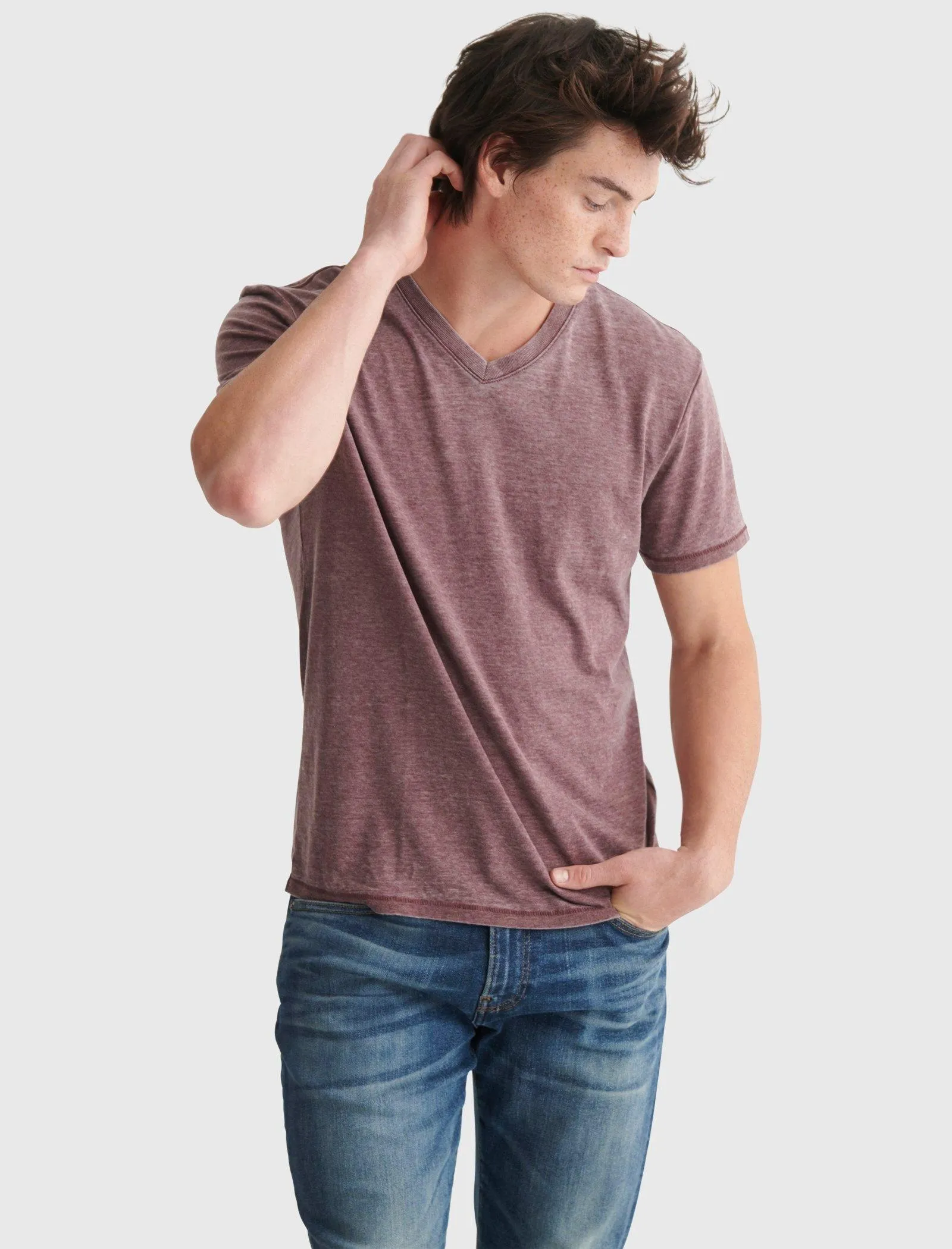 Lucky Brand Mens Venice Burnout V-Neck Tee.