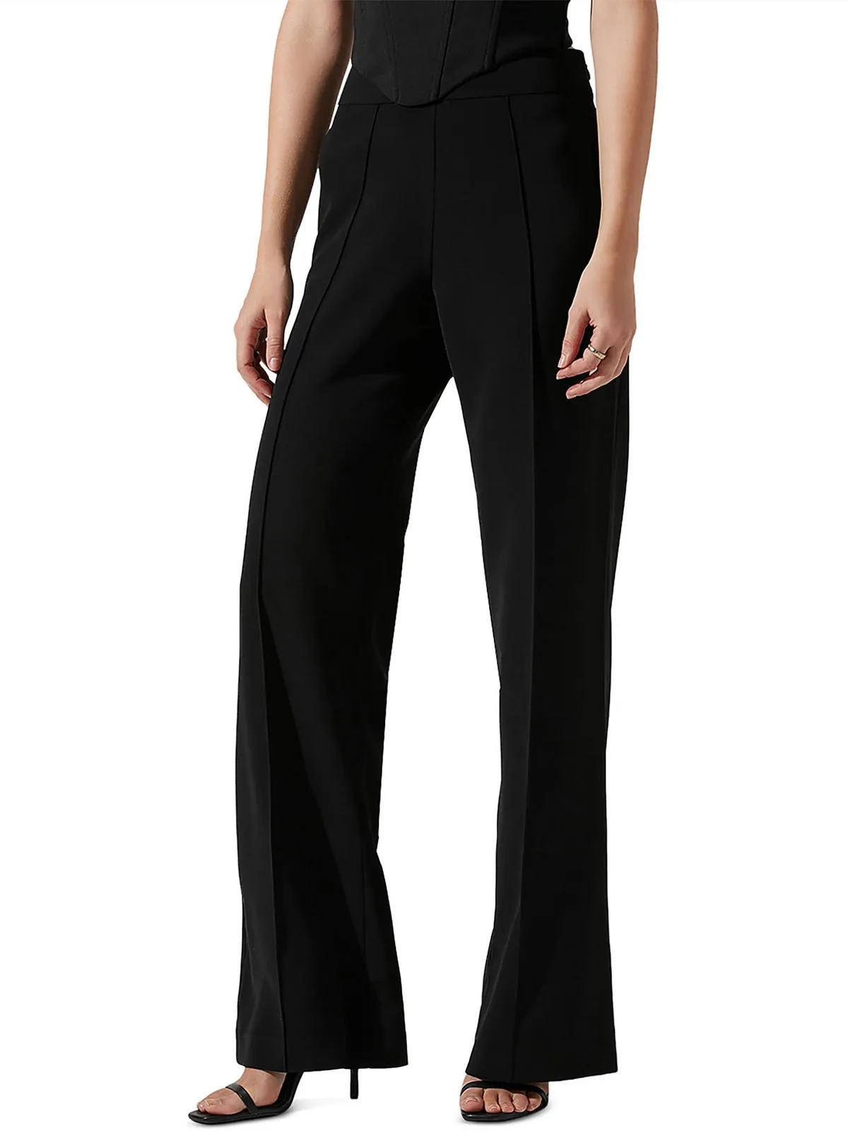 Madison Womens High Rise Wide Leg Straight Leg Pants