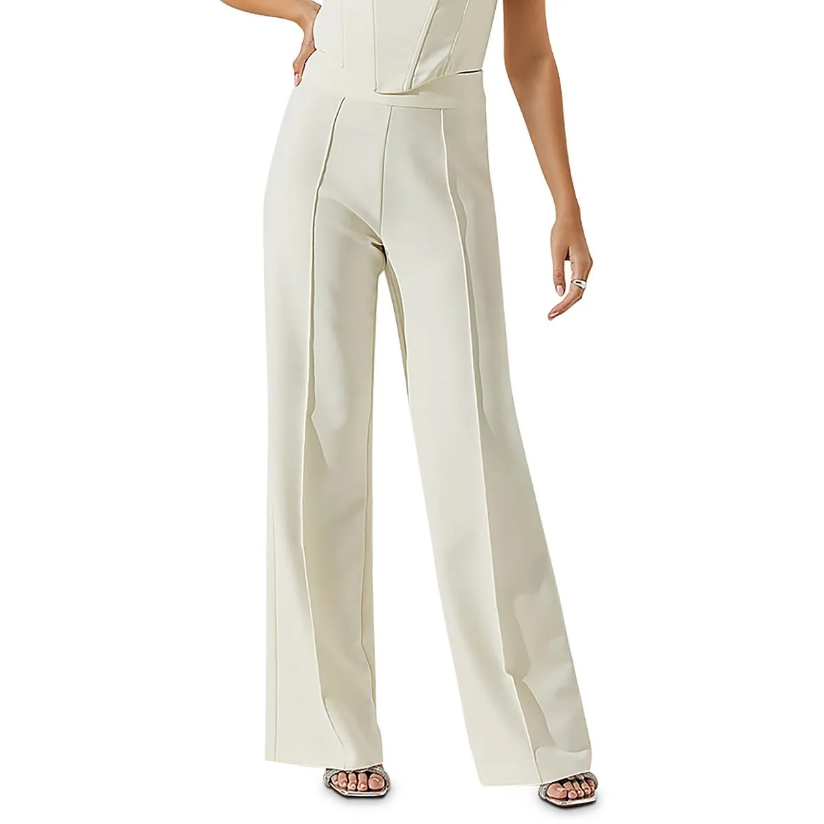 Madison Womens High Rise Wide Leg Straight Leg Pants