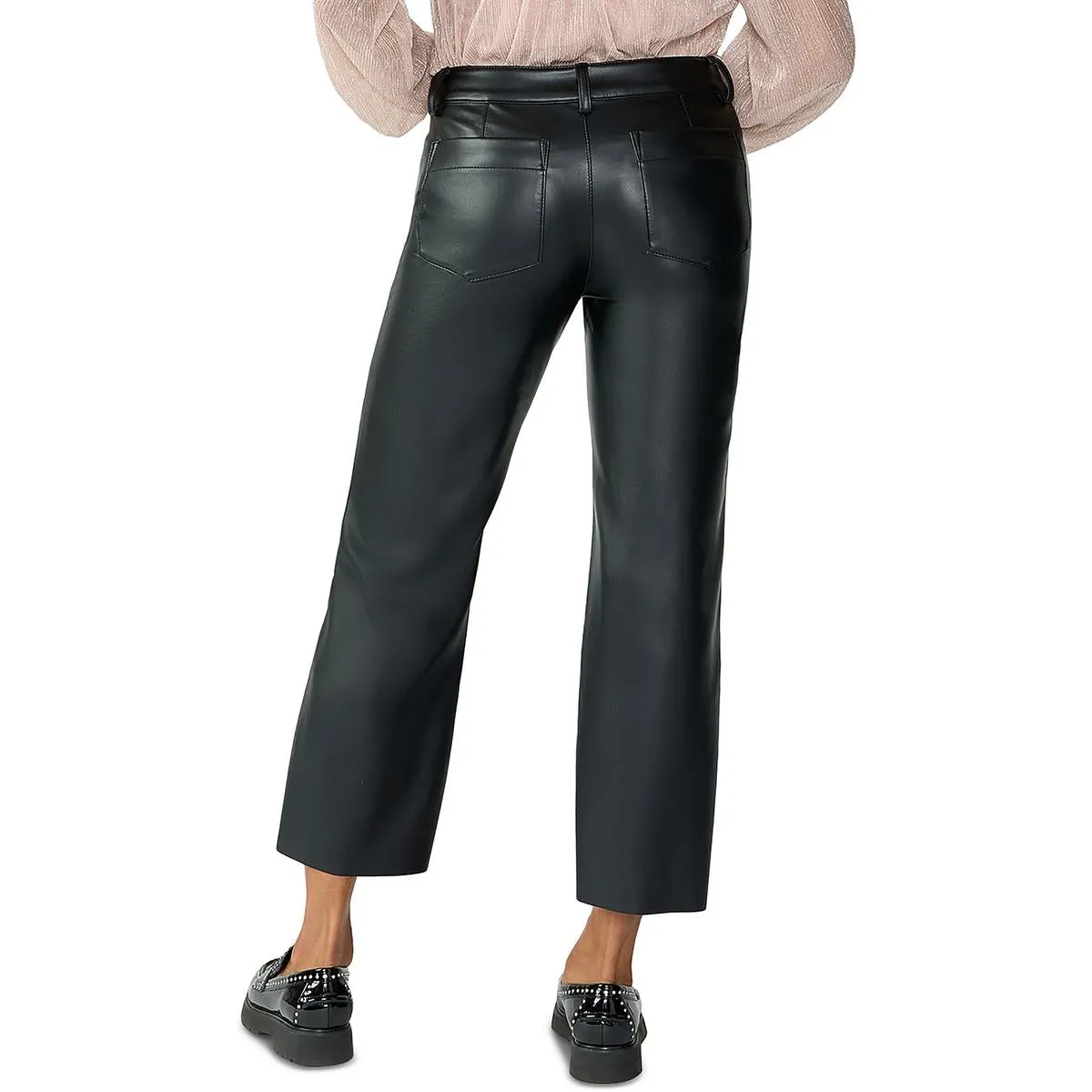 Marine Womens Faux Leather Crop Ankle Pants