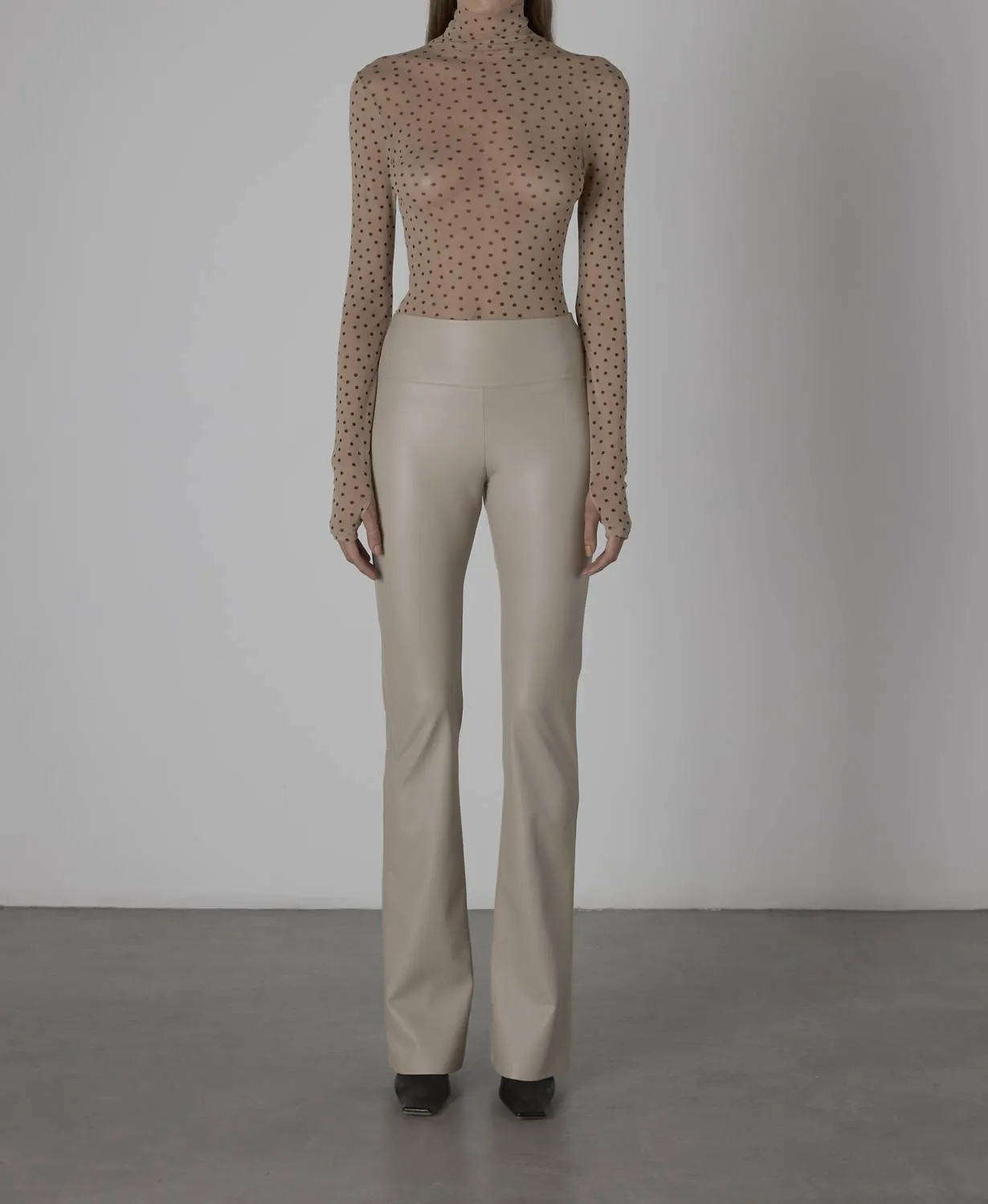 Matte Leather Bootcut Legging In Putty