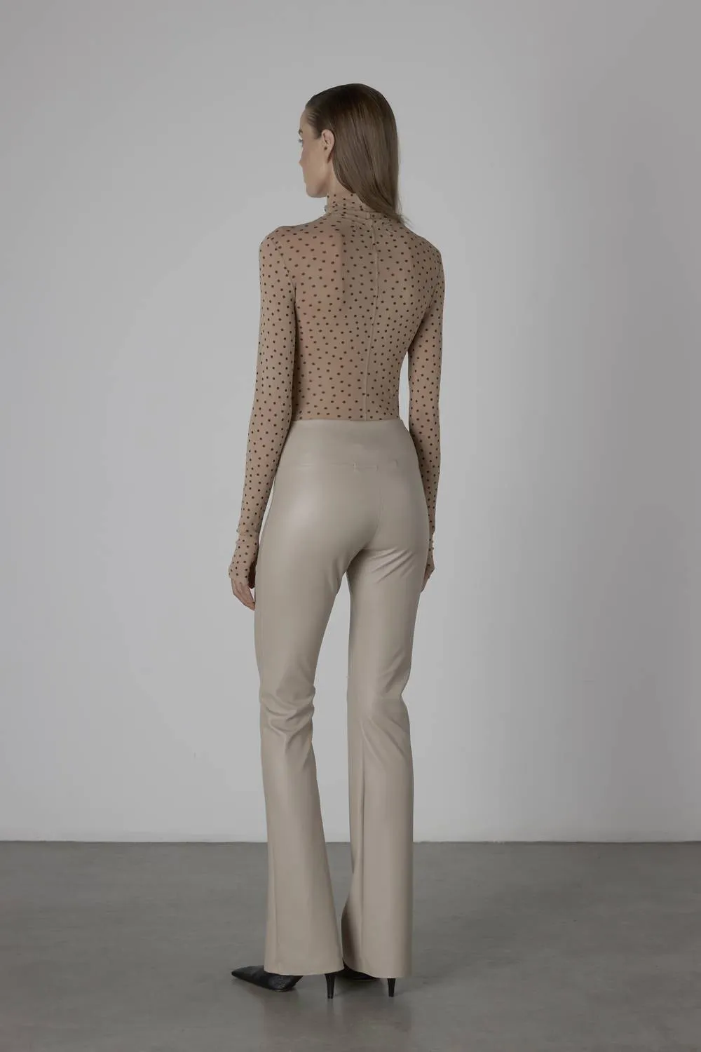 Matte Leather Bootcut Legging In Putty