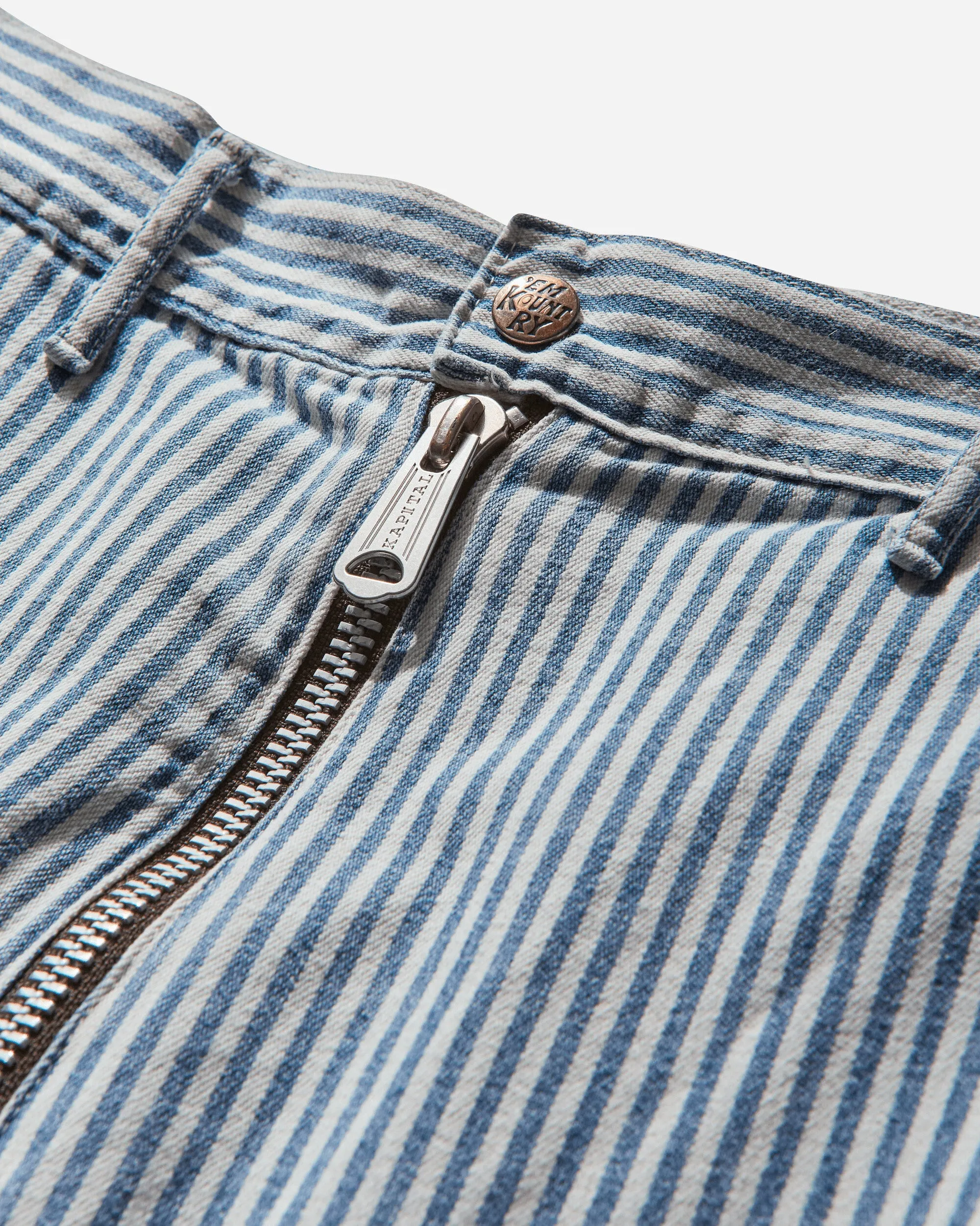Men's 10oz Hickoree Stripe Zipper Wide Lumber Pants White