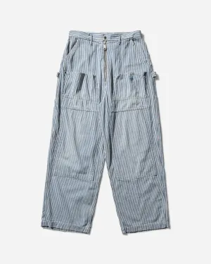 Men's 10oz Hickoree Stripe Zipper Wide Lumber Pants White