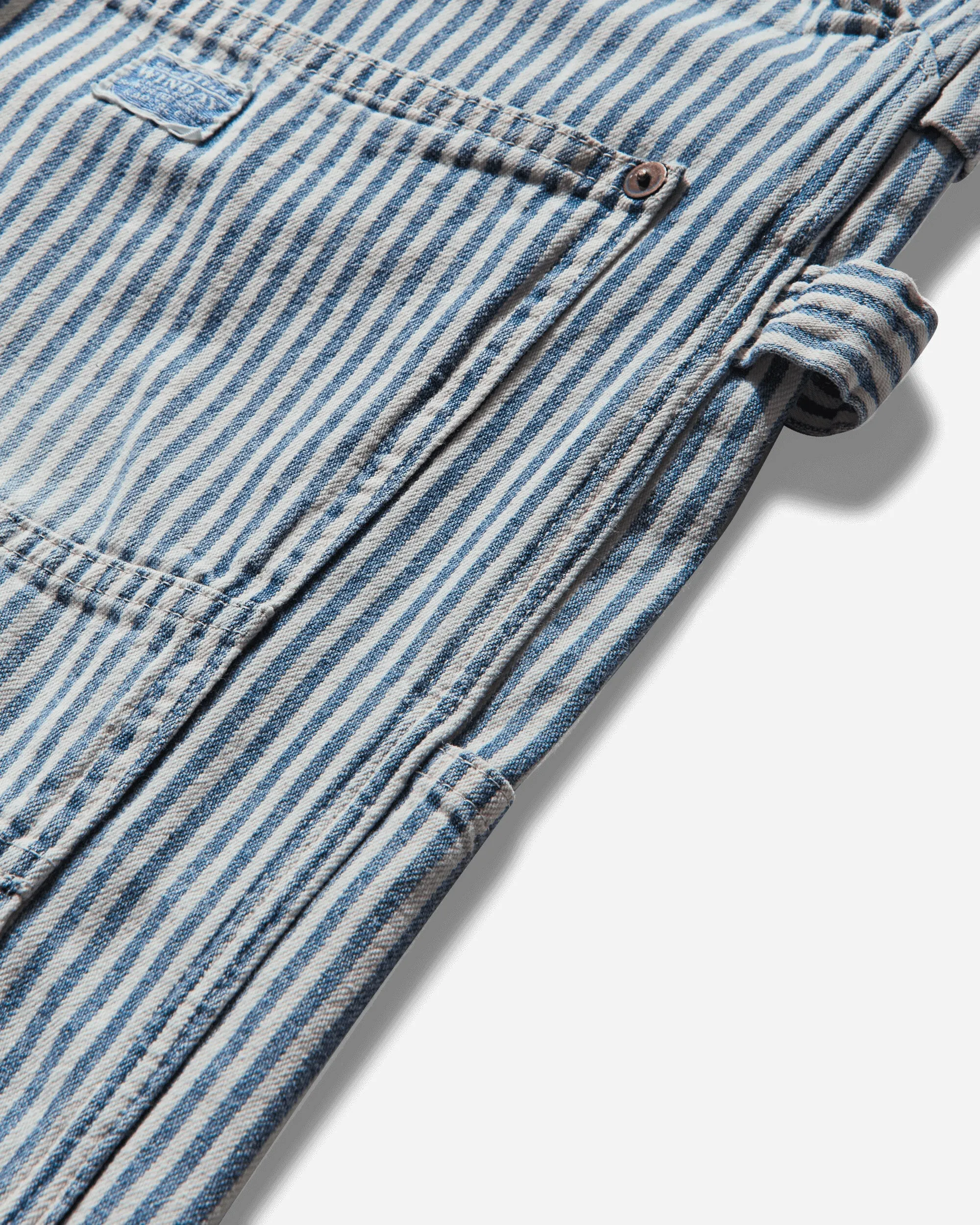 Men's 10oz Hickoree Stripe Zipper Wide Lumber Pants White