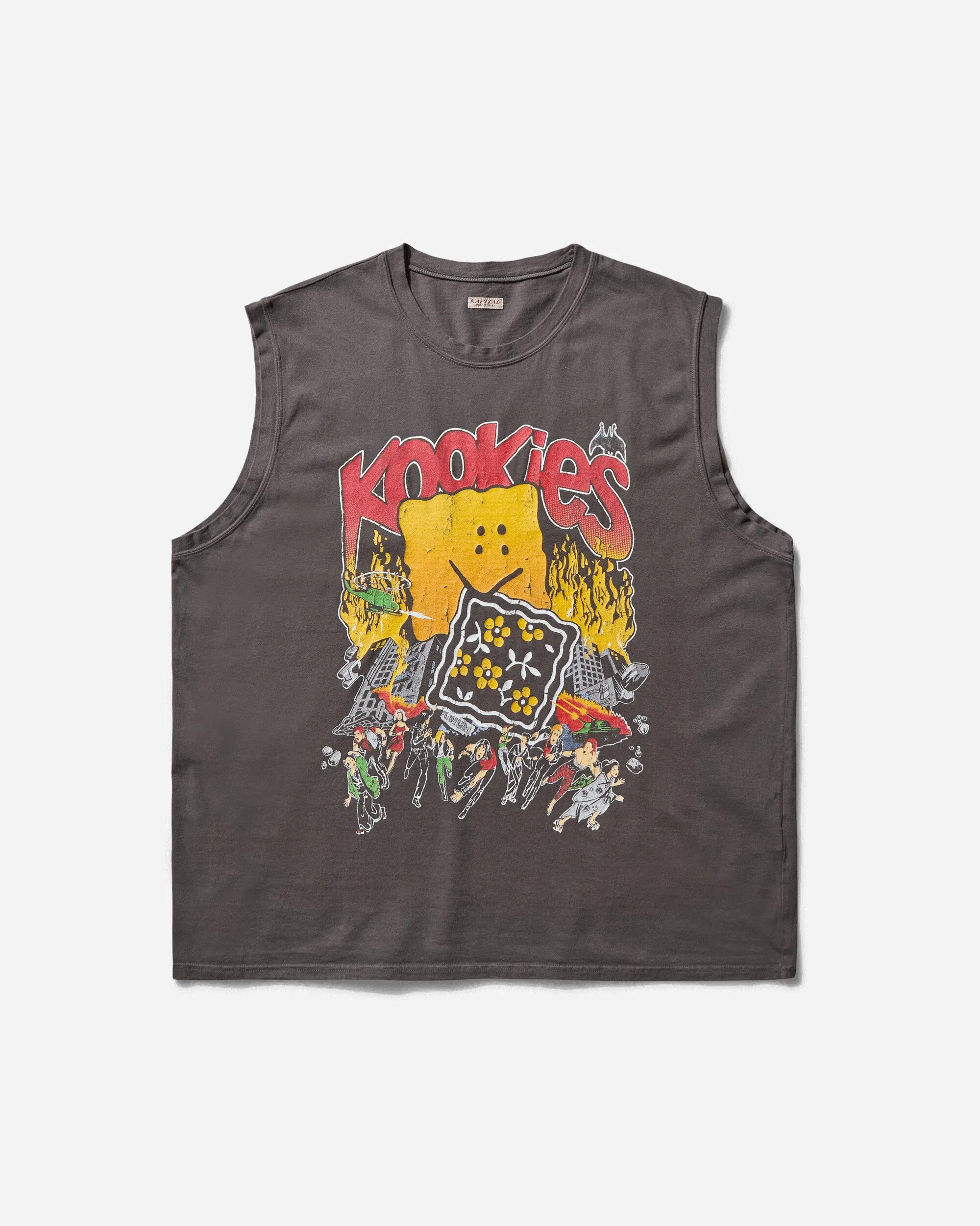 Men's 20/-Jersey Non-Sleeve Big T-Shirt (Buster Peckish Bowy) Ink Black