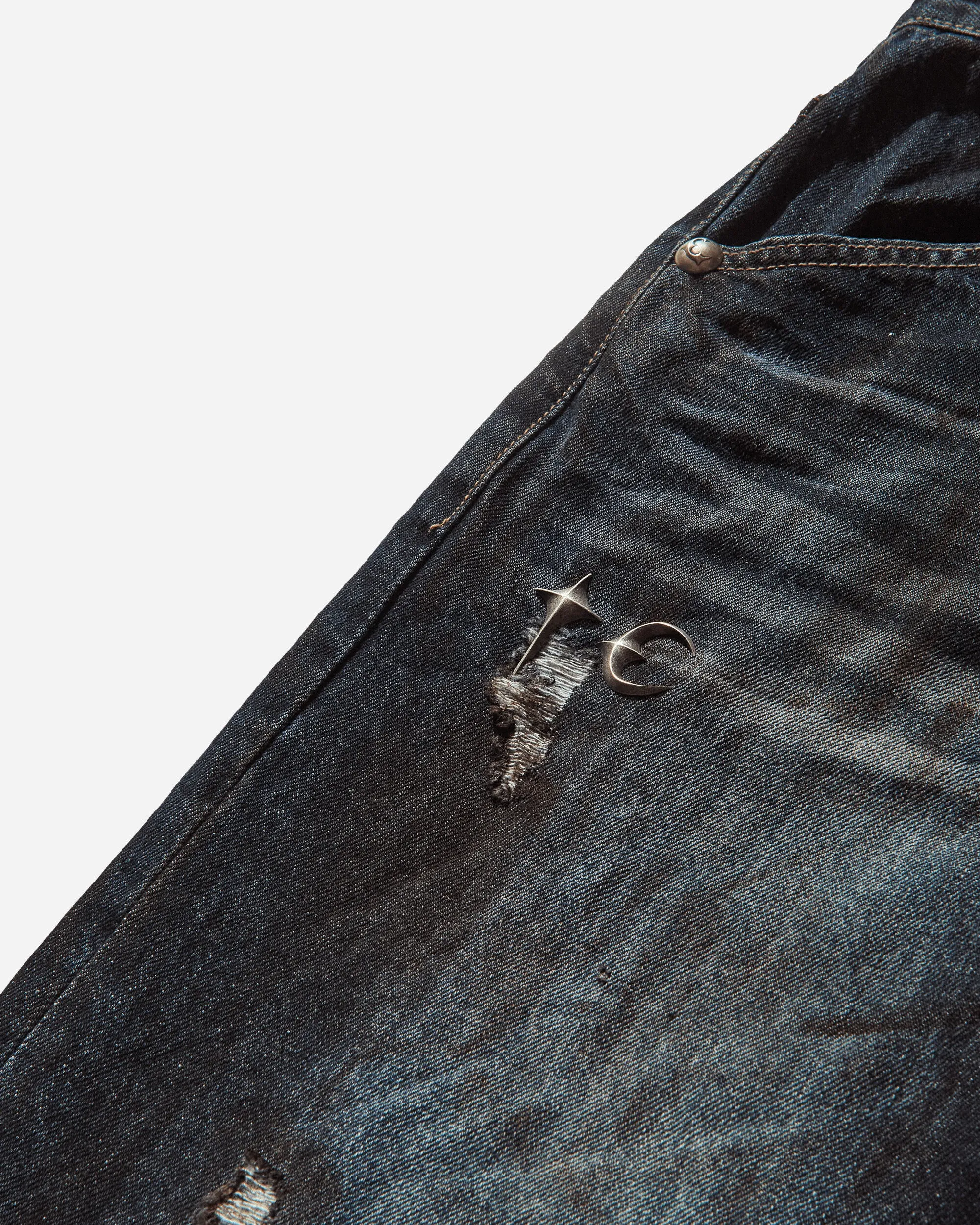 Men's Burn Down Denim Pants Blue