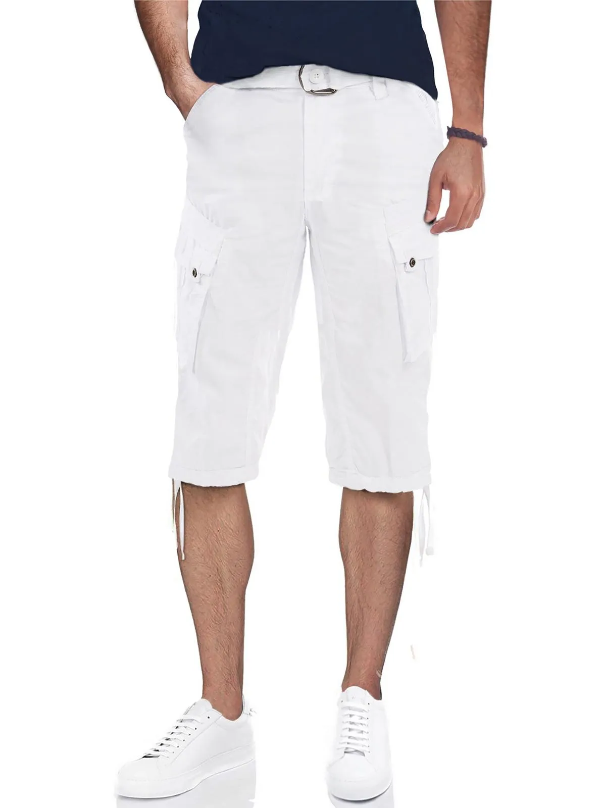 Mens Cargo Belted Capri Pants