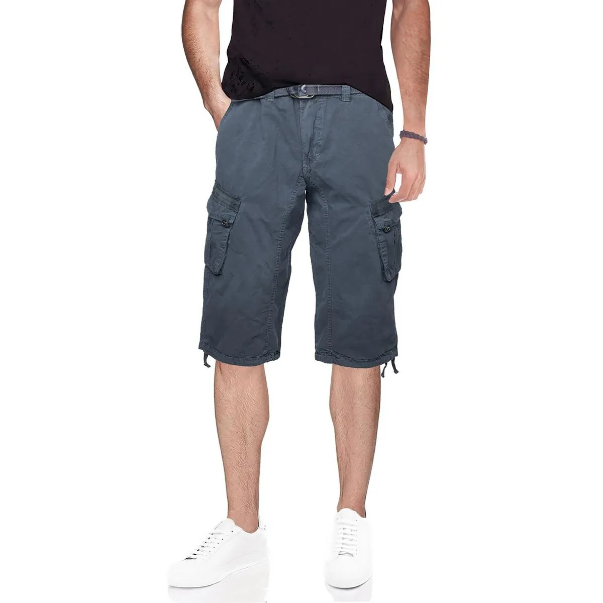 Mens Cargo Belted Capri Pants