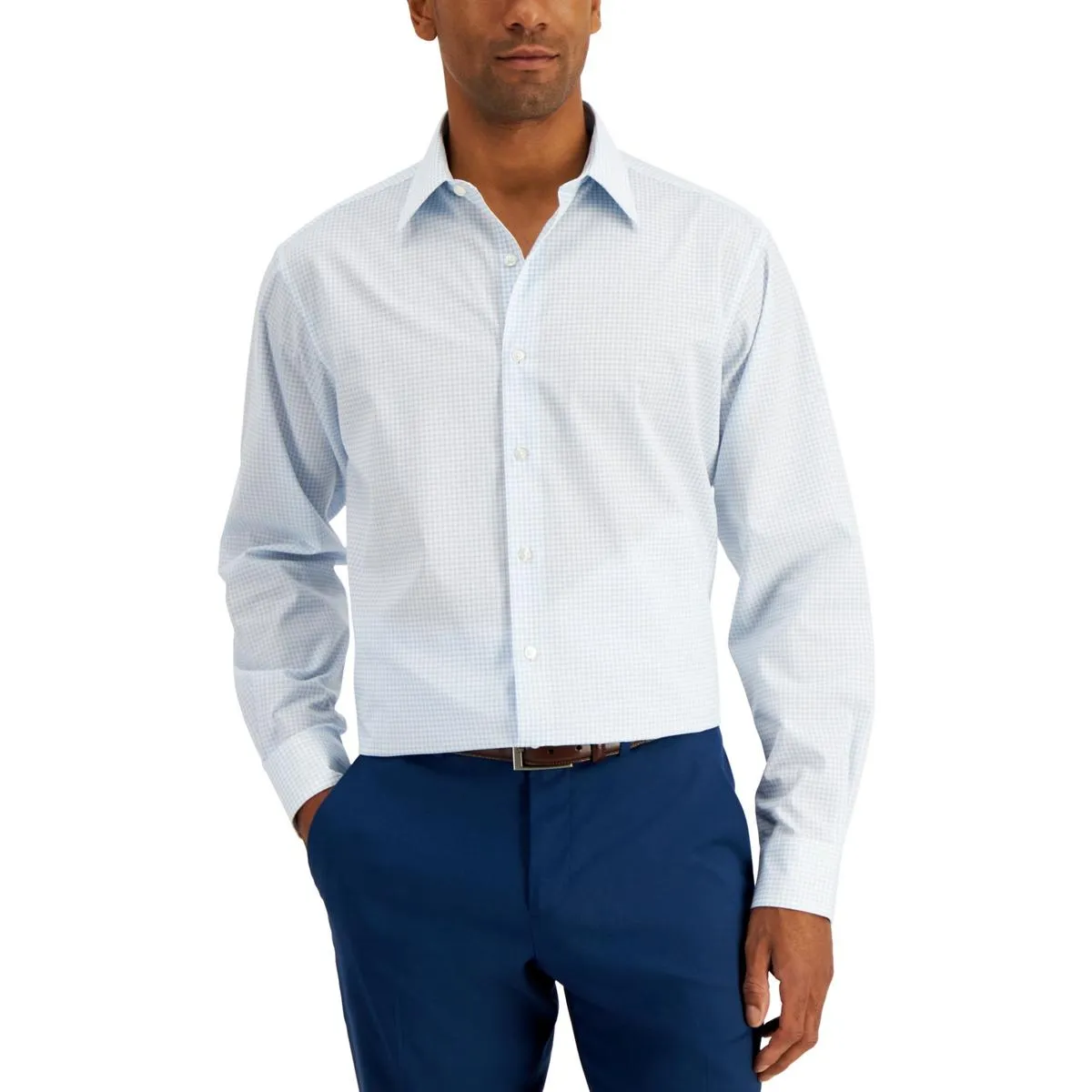 Mens Check Print Cotton Dress Shirt