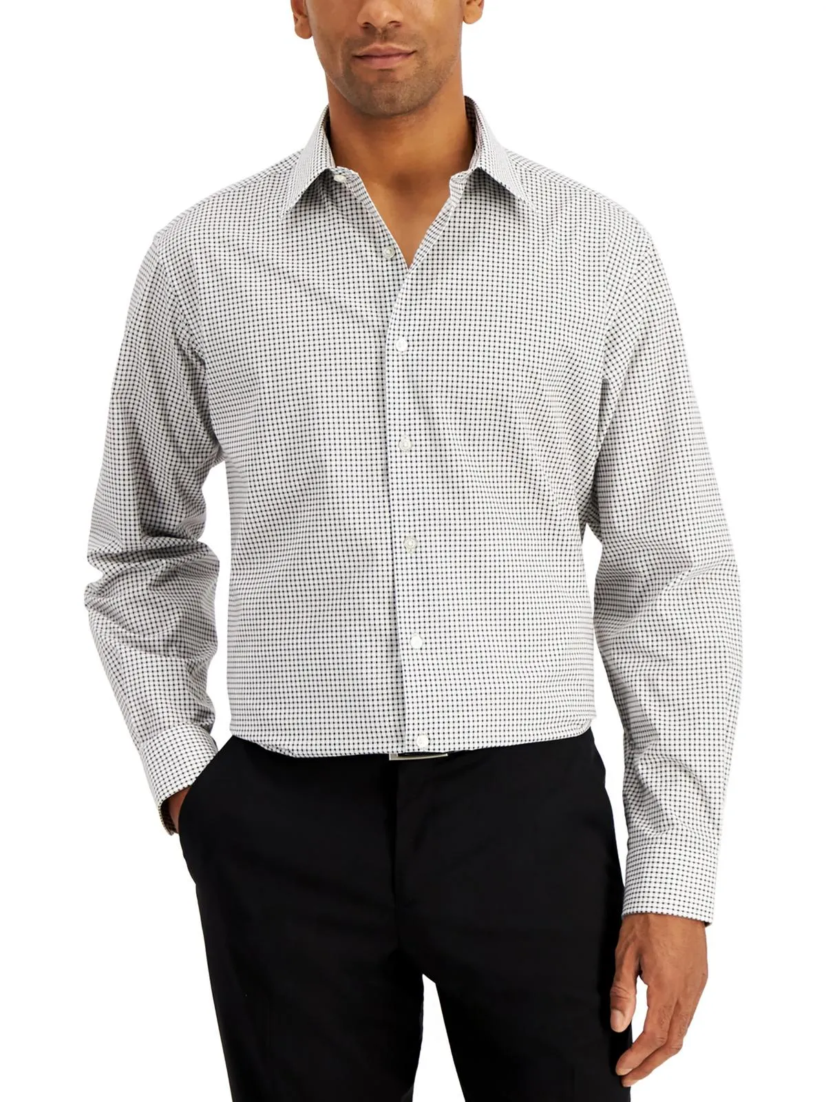 Mens Check Print Cotton Dress Shirt