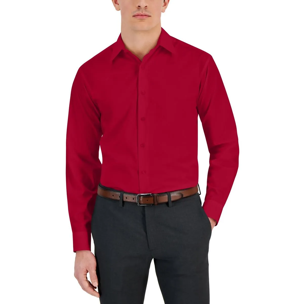 Mens Collar Cotton Button-Down Shirt