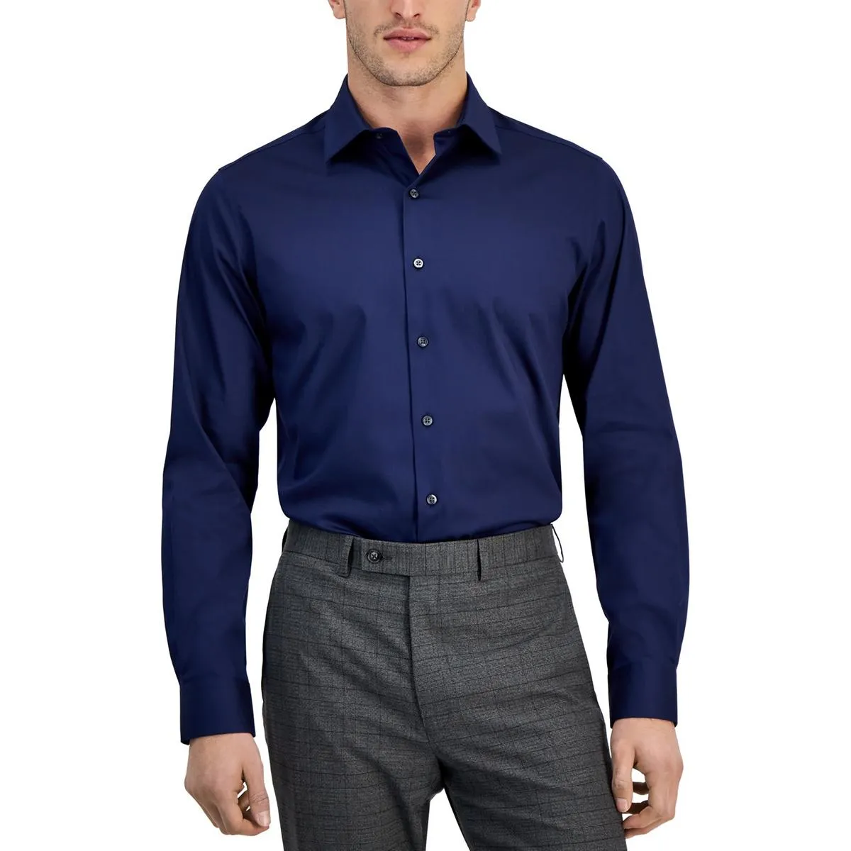 Mens Collar Cotton Button-Down Shirt