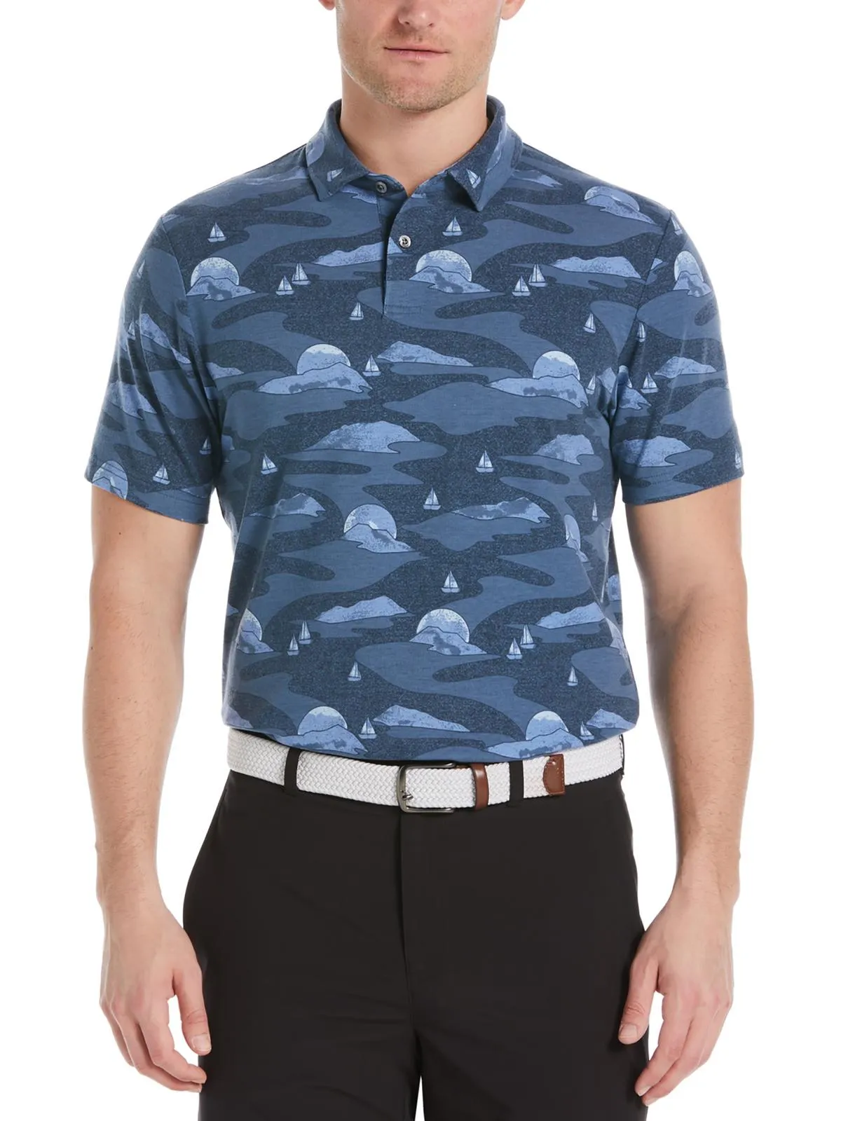 Mens Collared Printed Polo