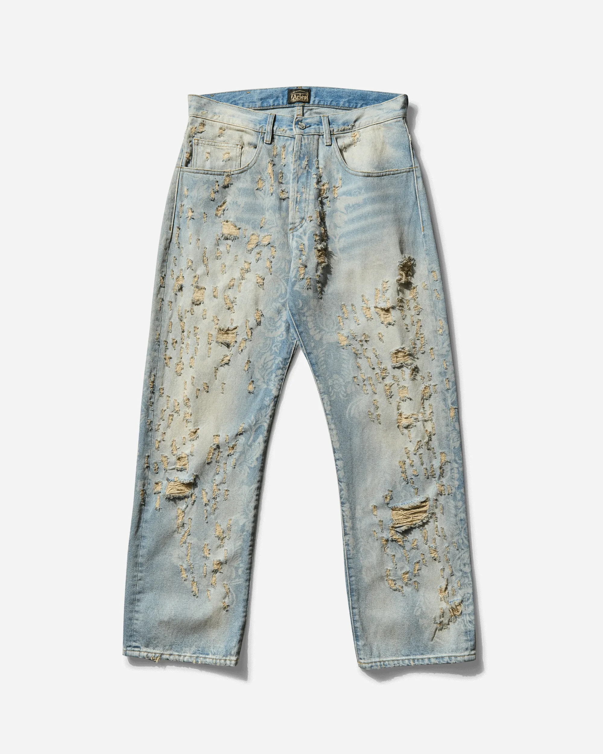 Men's Destroyed Lace Batten Jeans Blue
