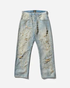 Men's Destroyed Lace Batten Jeans Blue