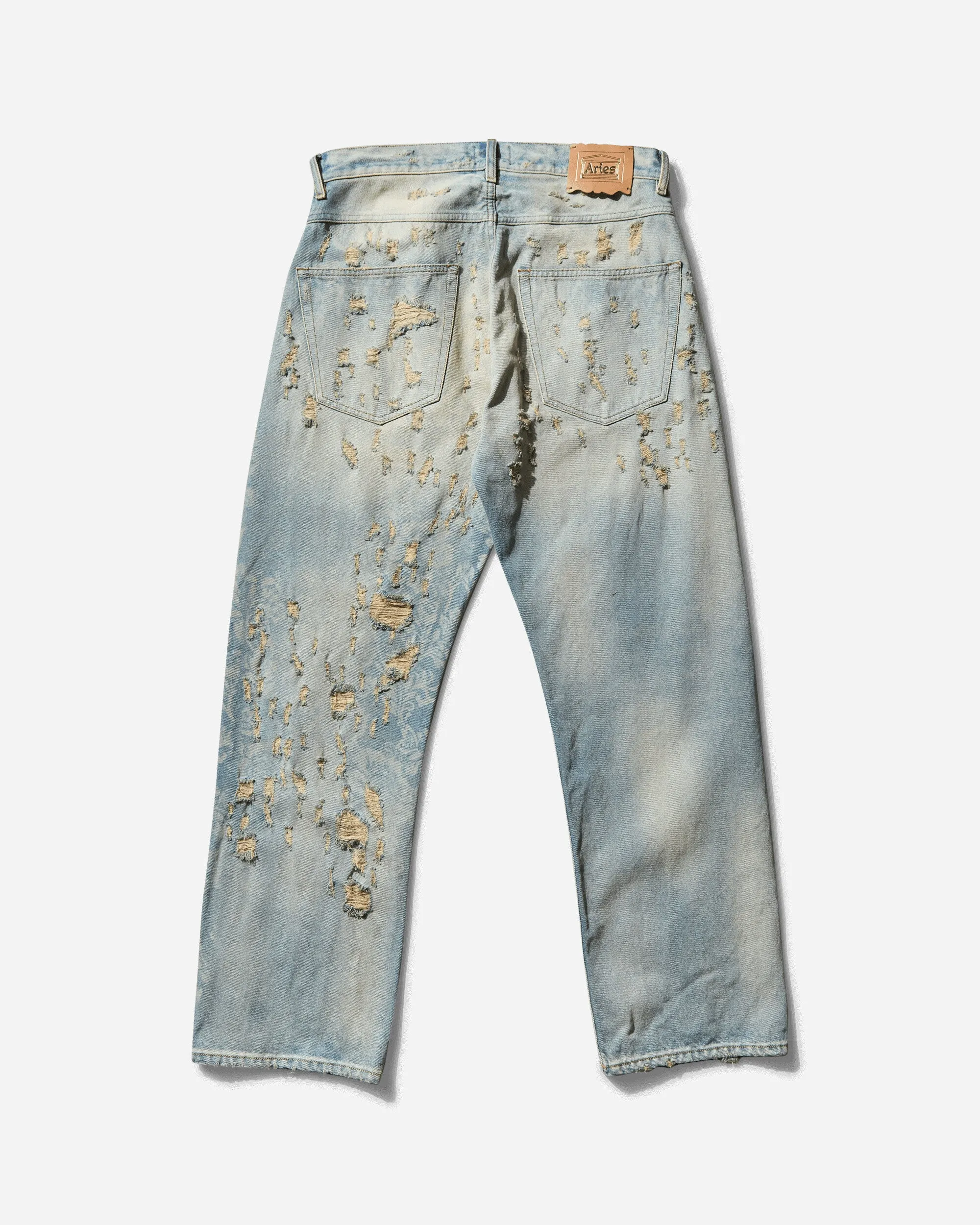 Men's Destroyed Lace Batten Jeans Blue