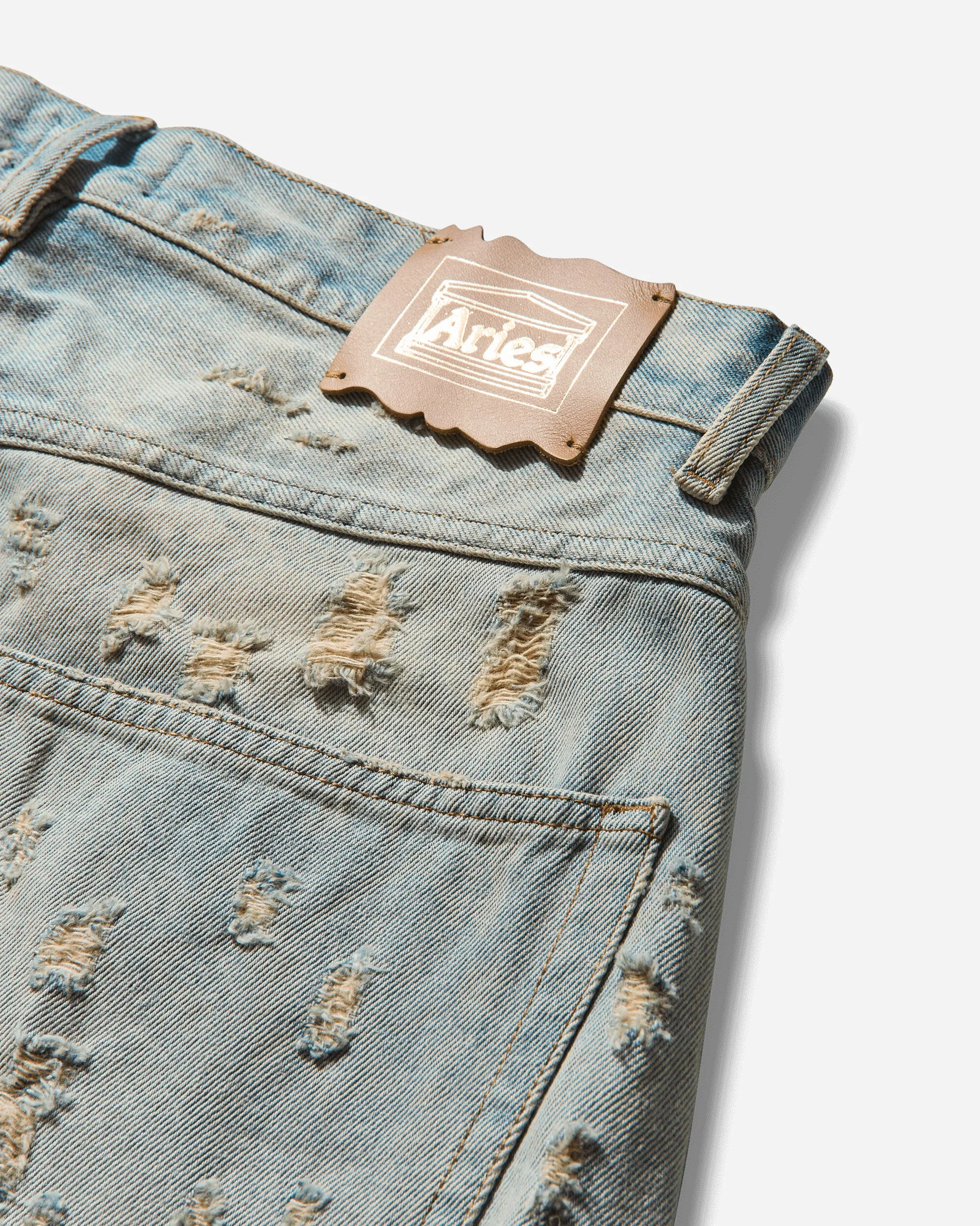 Men's Destroyed Lace Batten Jeans Blue