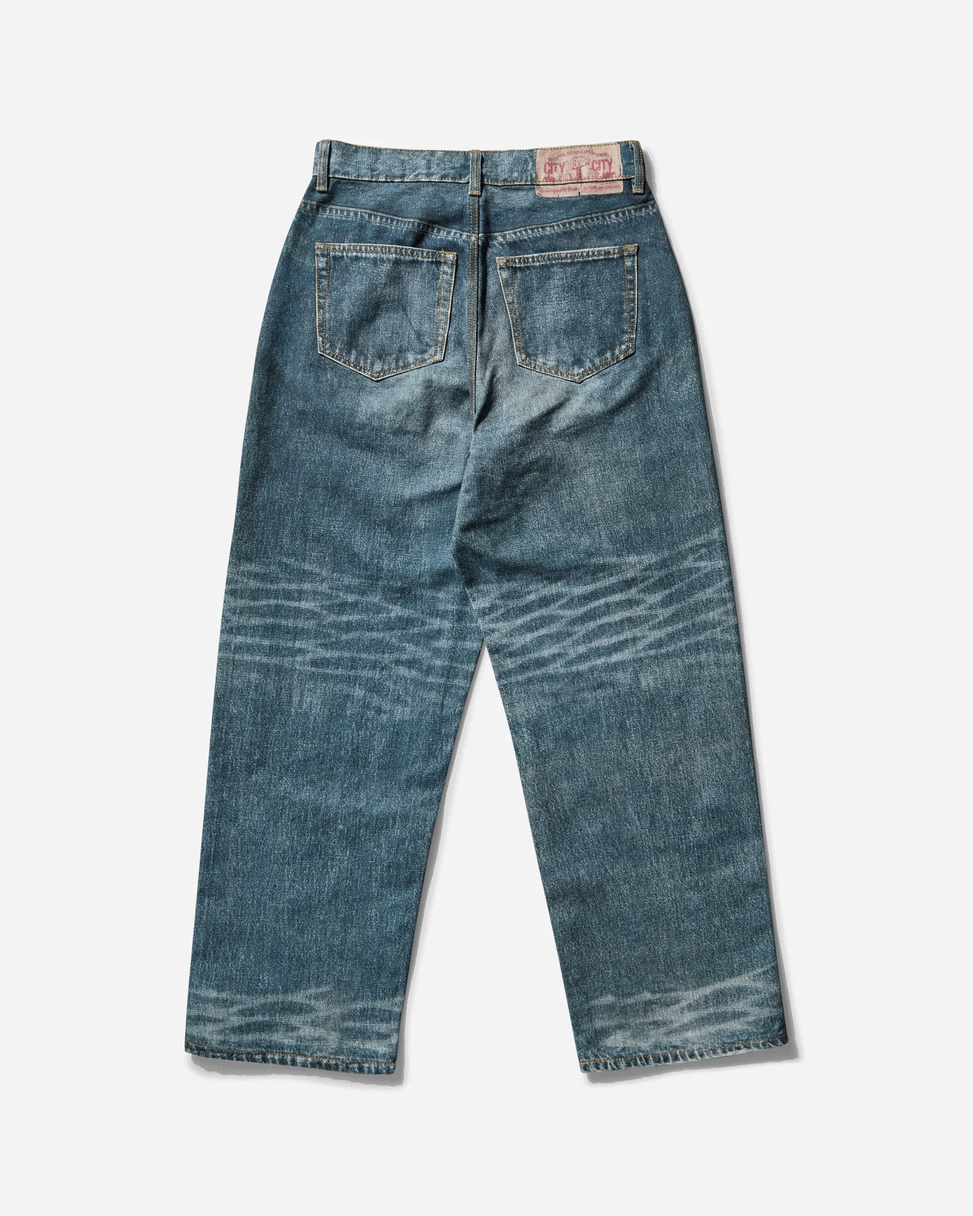 Men's Fake Print Sta Denim Pants Light Indigo